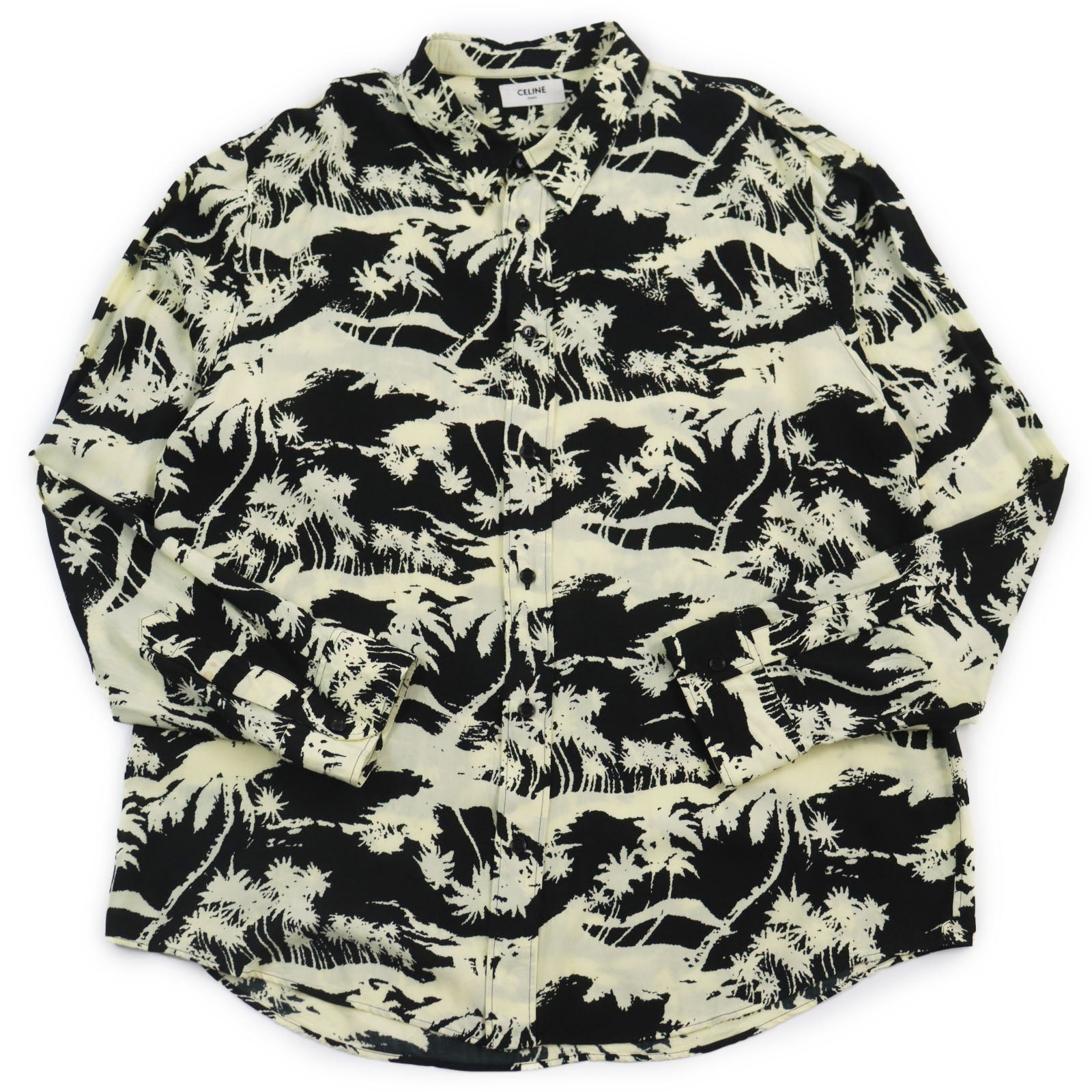 Celine Rayon Slim Shirt Palm Tiger Print