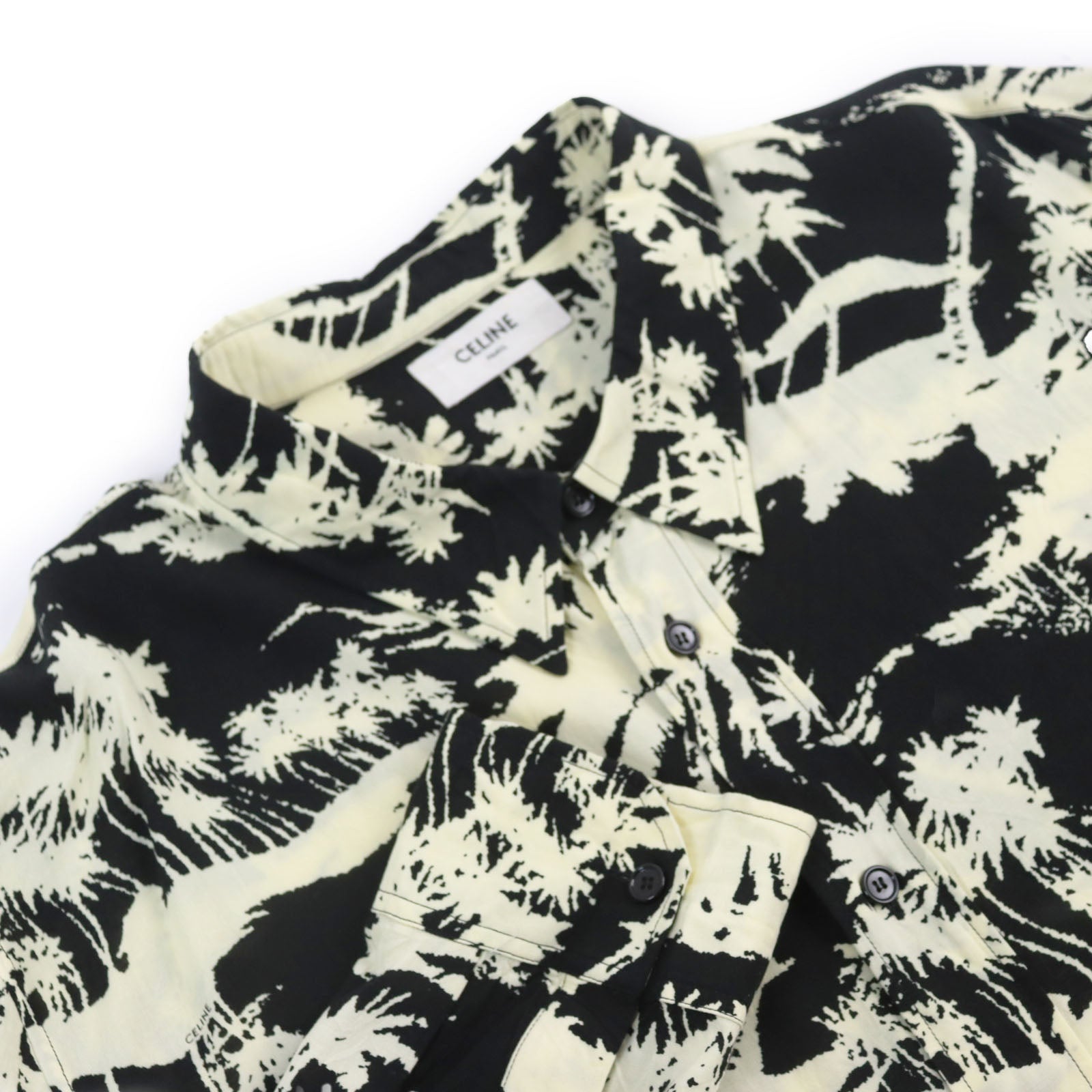 Celine Rayon Slim Shirt Palm Tiger Print