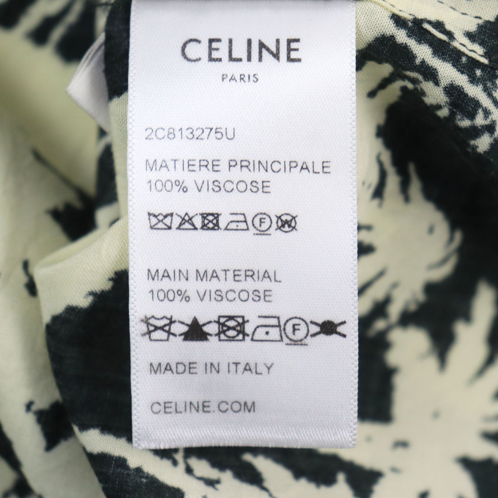 Celine Rayon Slim Shirt Palm Tiger Print