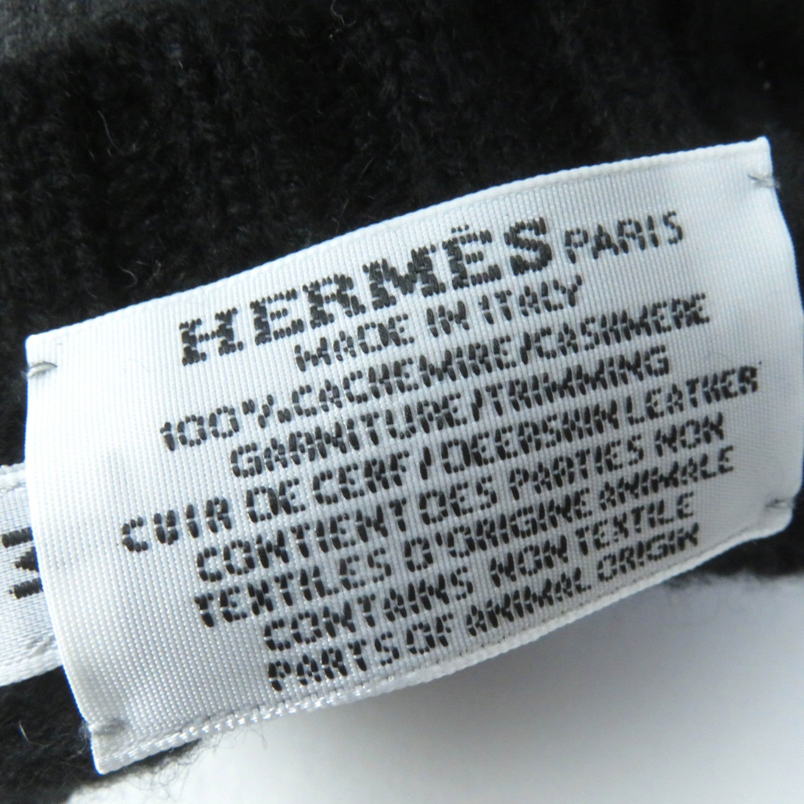 Hermes Cashmere Leather Knit Mittens Gloves