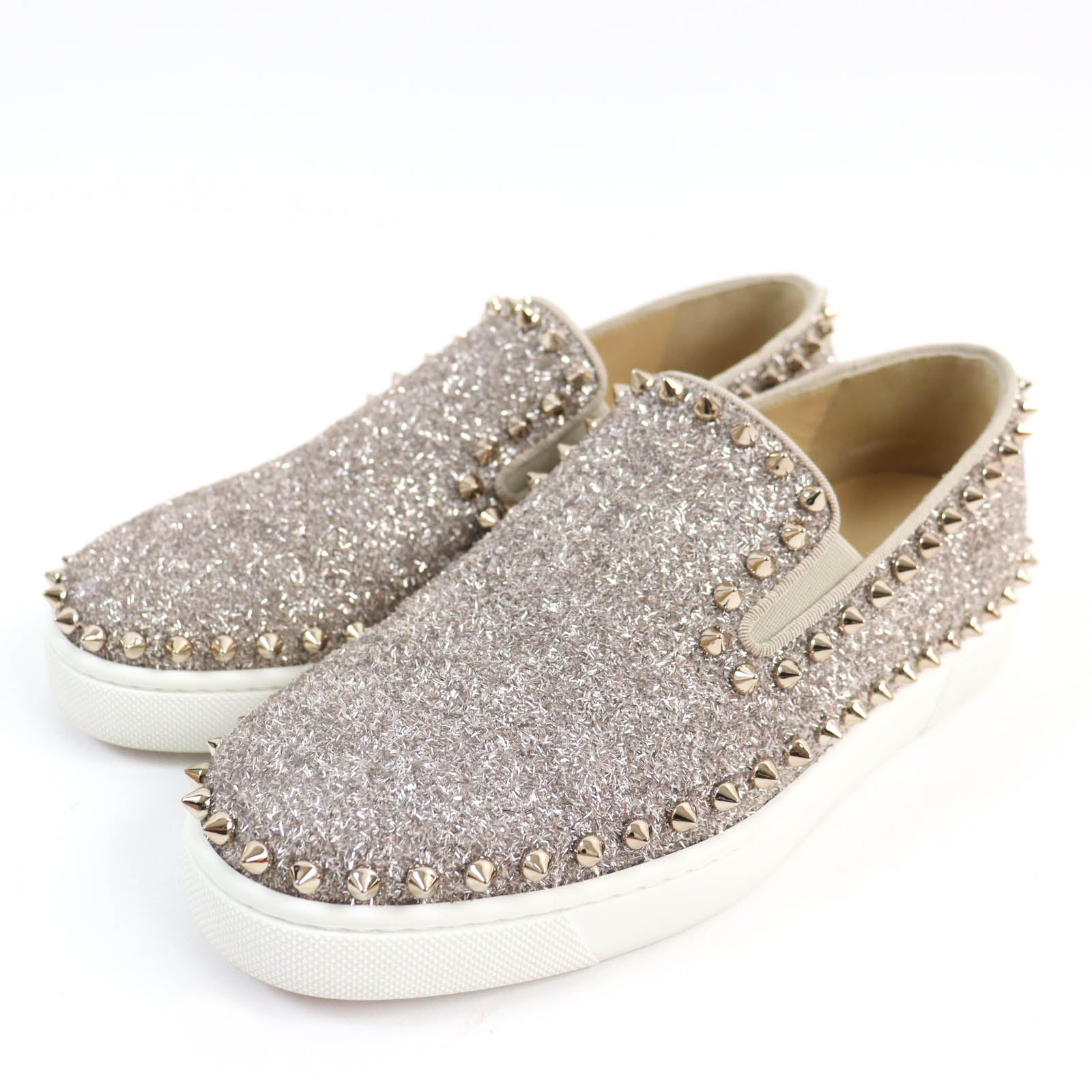 Christian Louboutin Glitter Spike Slip-on Shoes