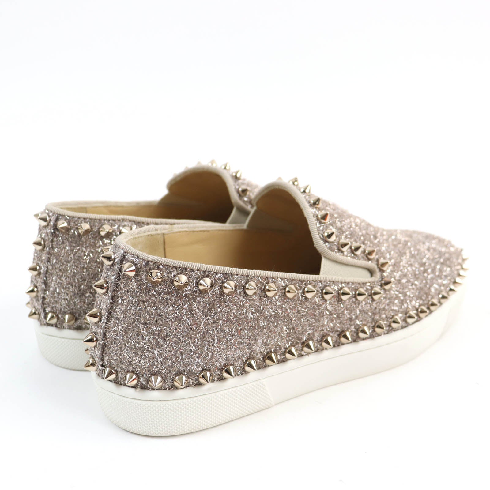 Christian Louboutin Glitter Spike Slip-on Shoes