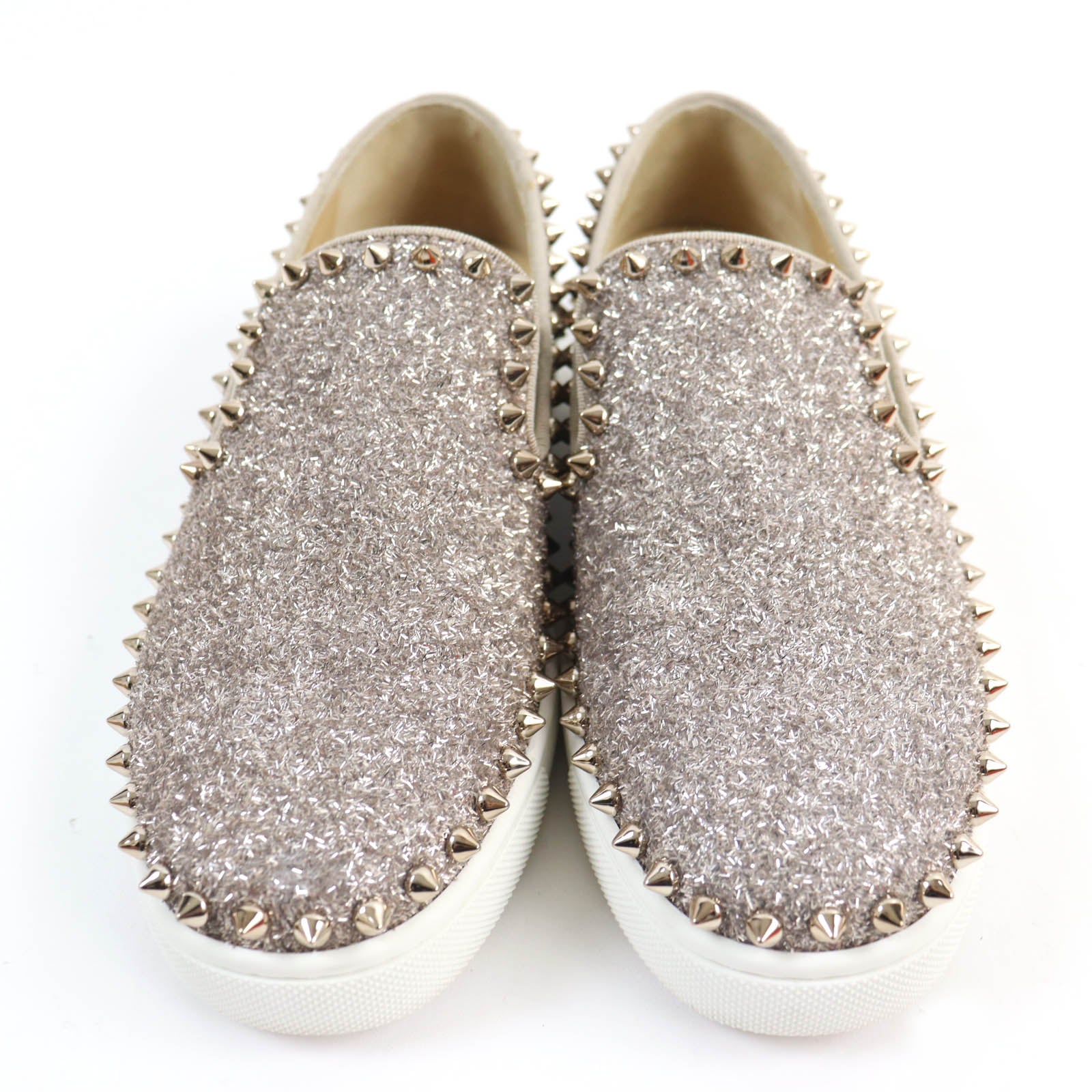 Christian Louboutin Glitter Spike Slip-on Shoes