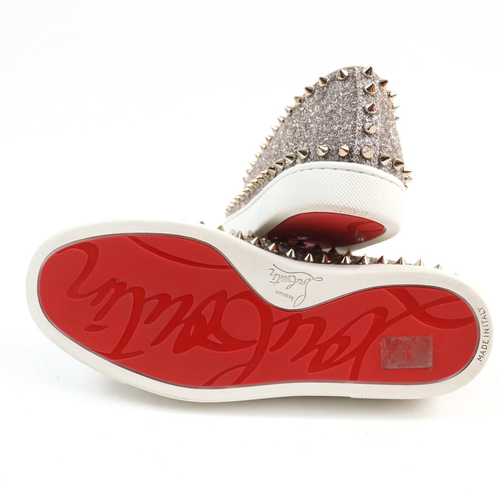 Christian Louboutin Glitter Spike Slip-on Shoes