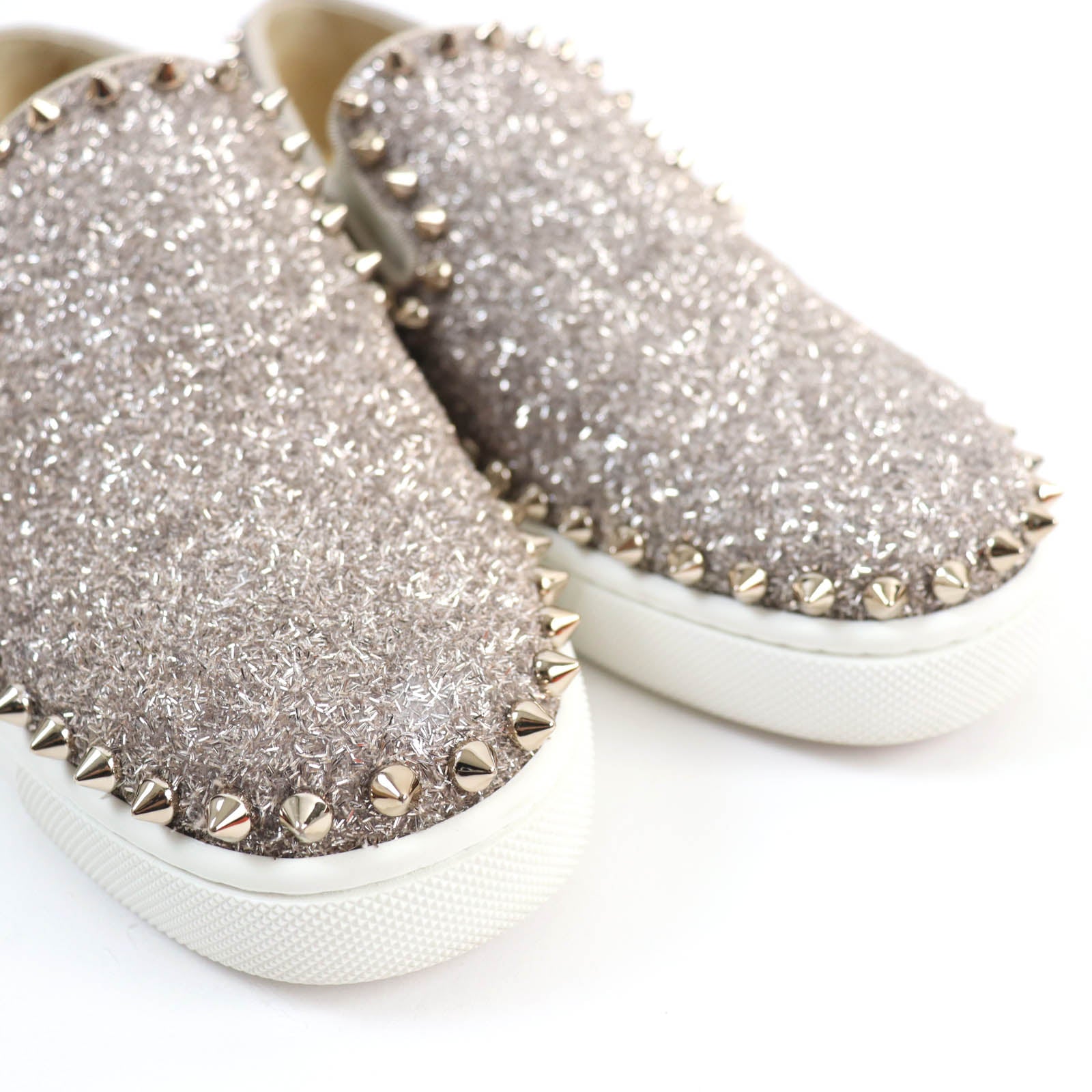 Christian Louboutin Glitter Spike Slip-on Shoes