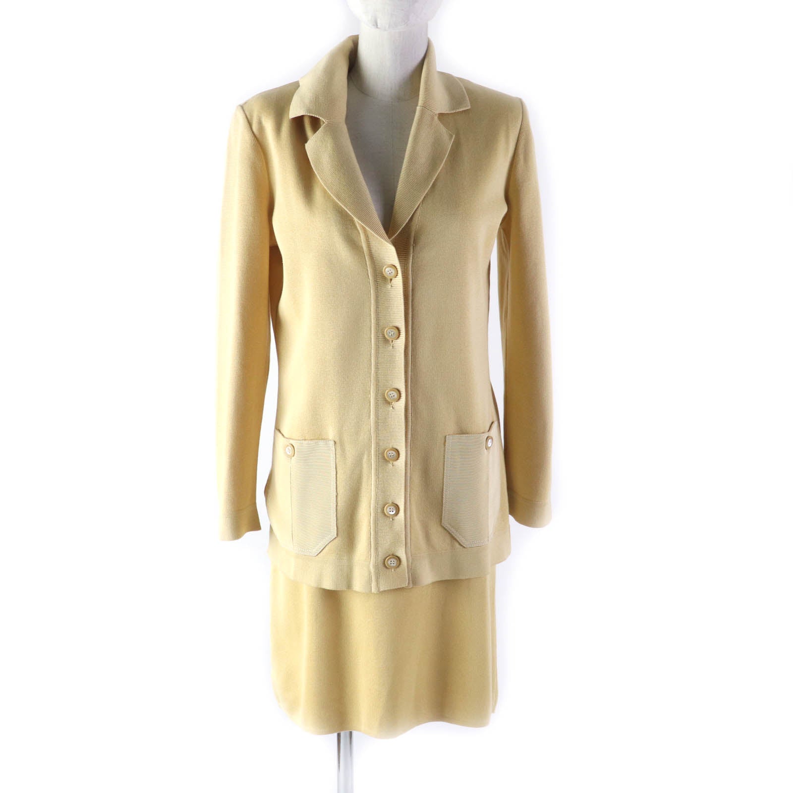 Salvatore Ferragamo Cotton Logo Button Jacket Skirt Set XS