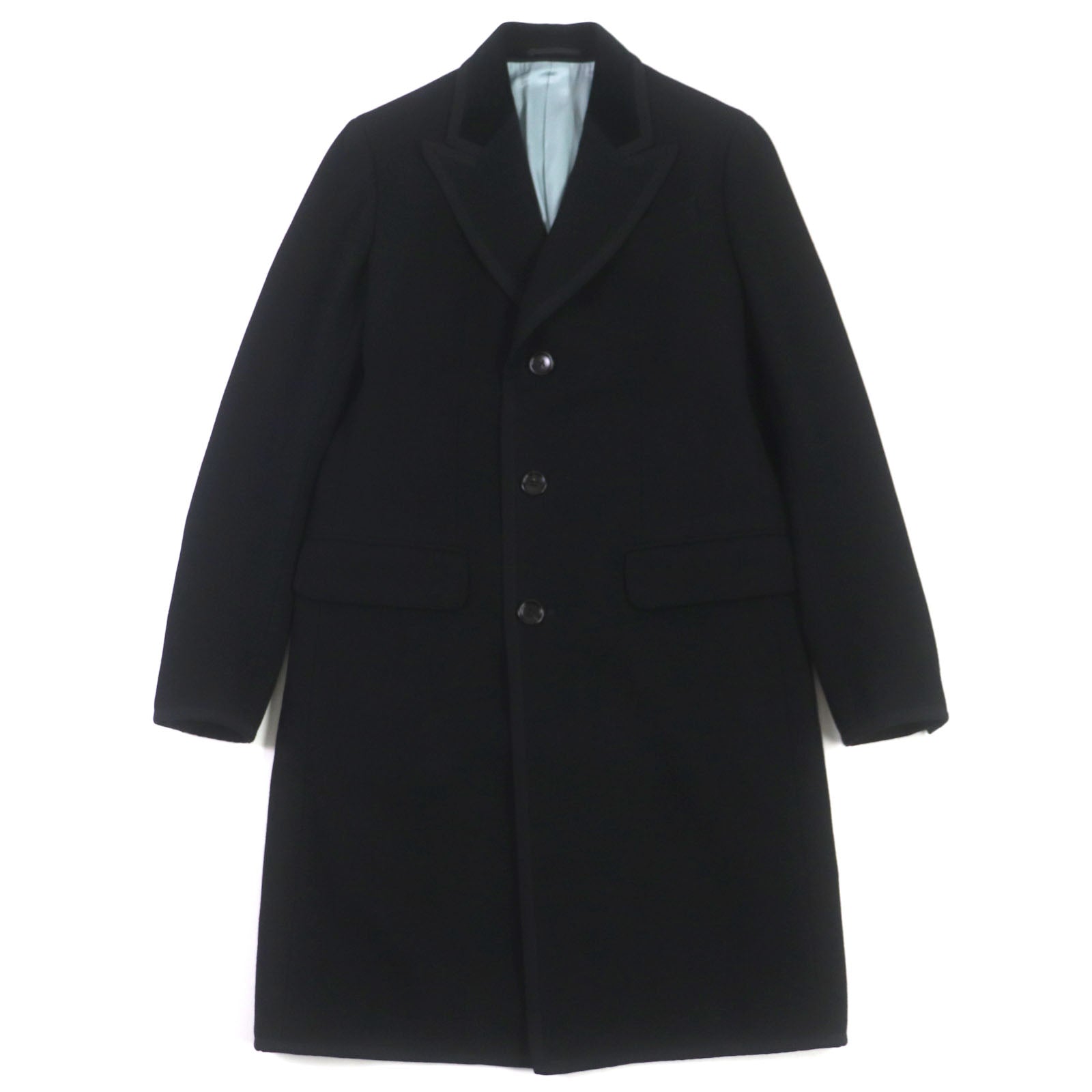 GUCCI Wool Peaked Lapel Coat Black 46