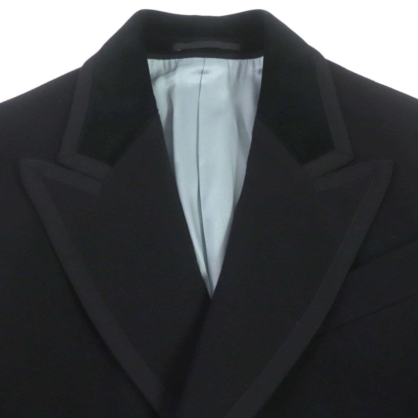 GUCCI Wool Peaked Lapel Coat Black 46