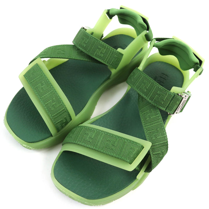 Fendi Flow Sandals FF Logo Multi Strap Green