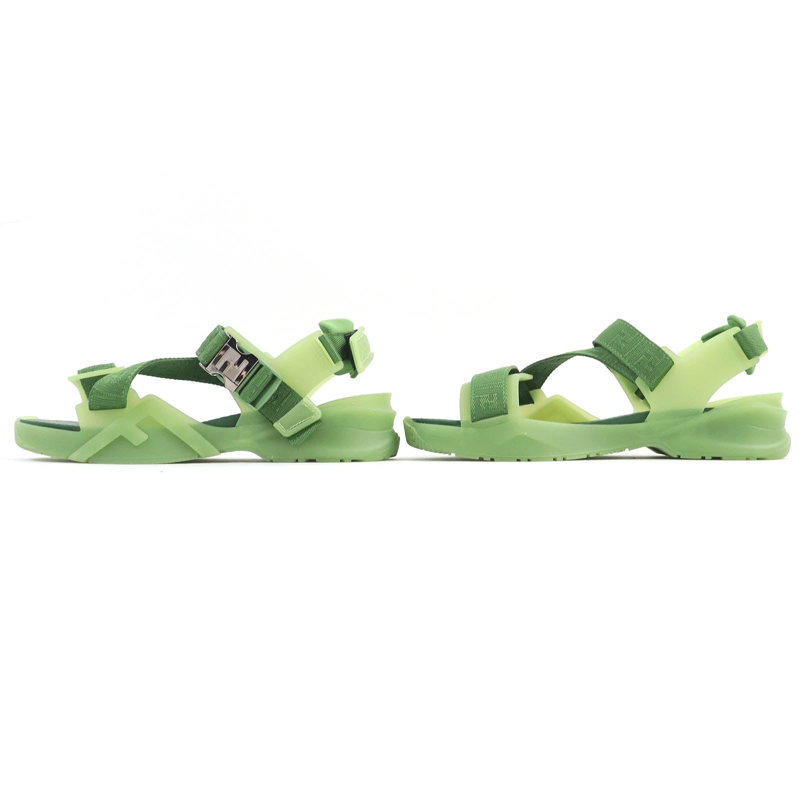 Fendi Flow Sandals FF Logo Multi Strap Green