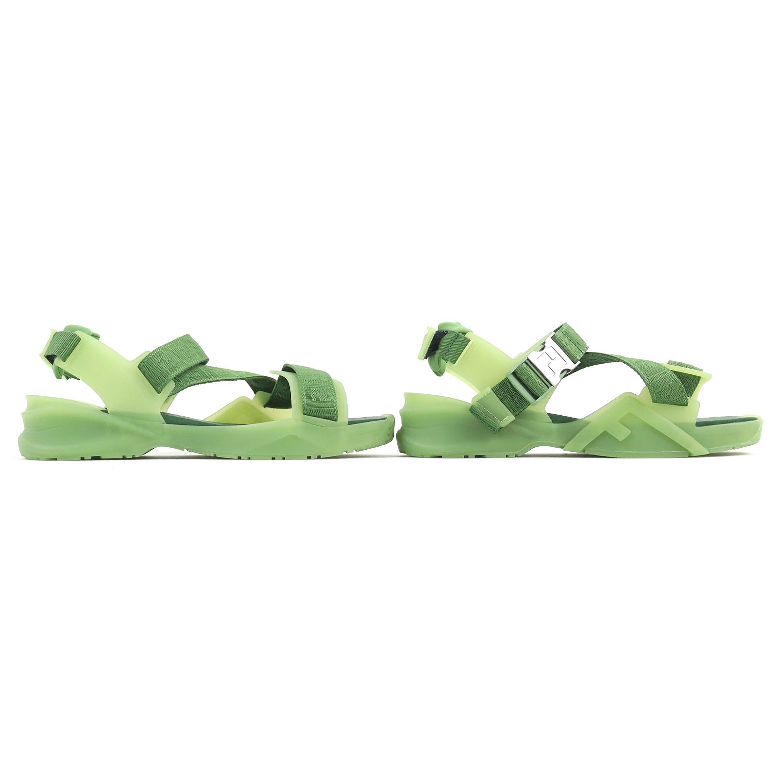 Fendi Flow Sandals FF Logo Multi Strap Green