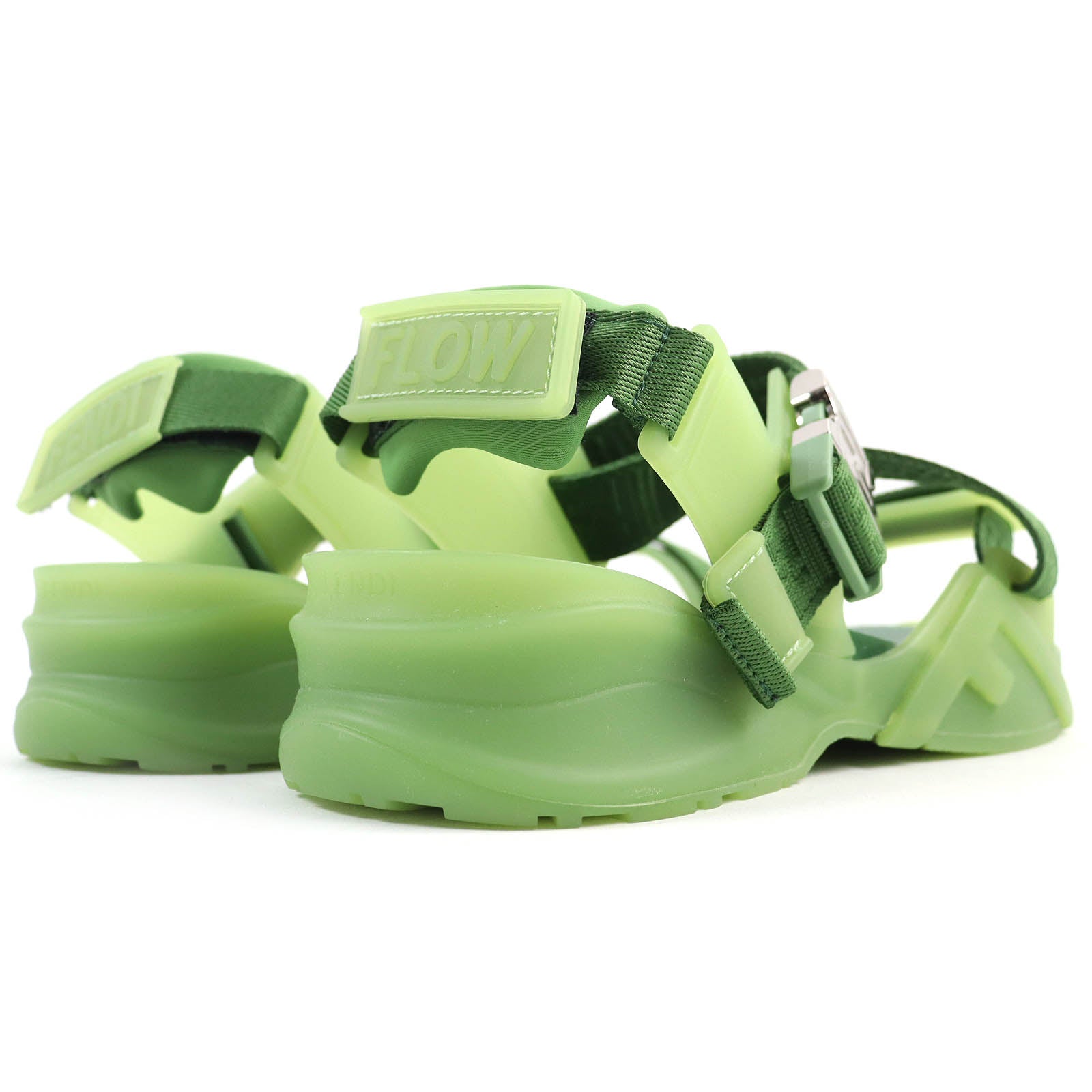 Fendi Flow Sandals FF Logo Multi Strap Green