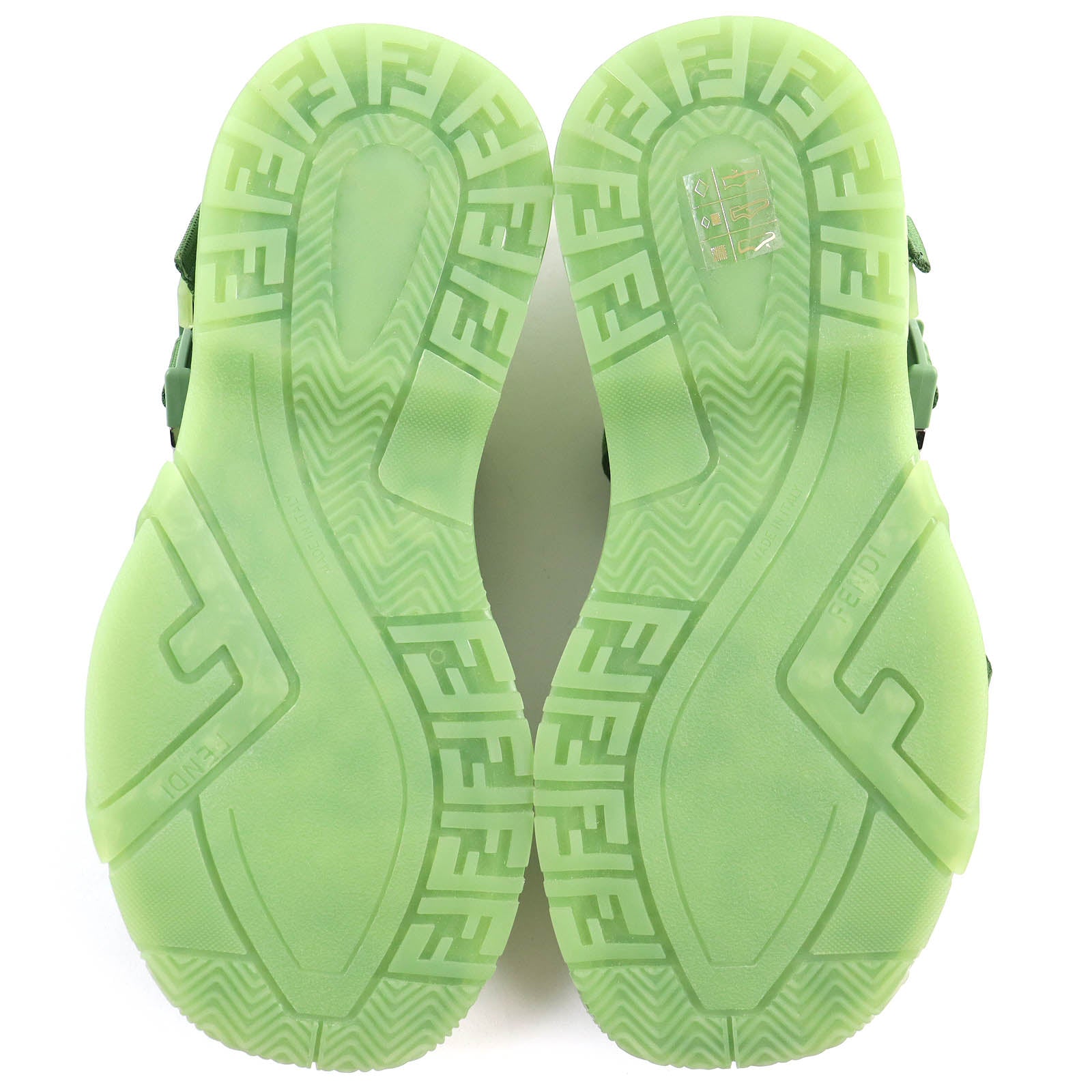 Fendi Flow Sandals FF Logo Multi Strap Green