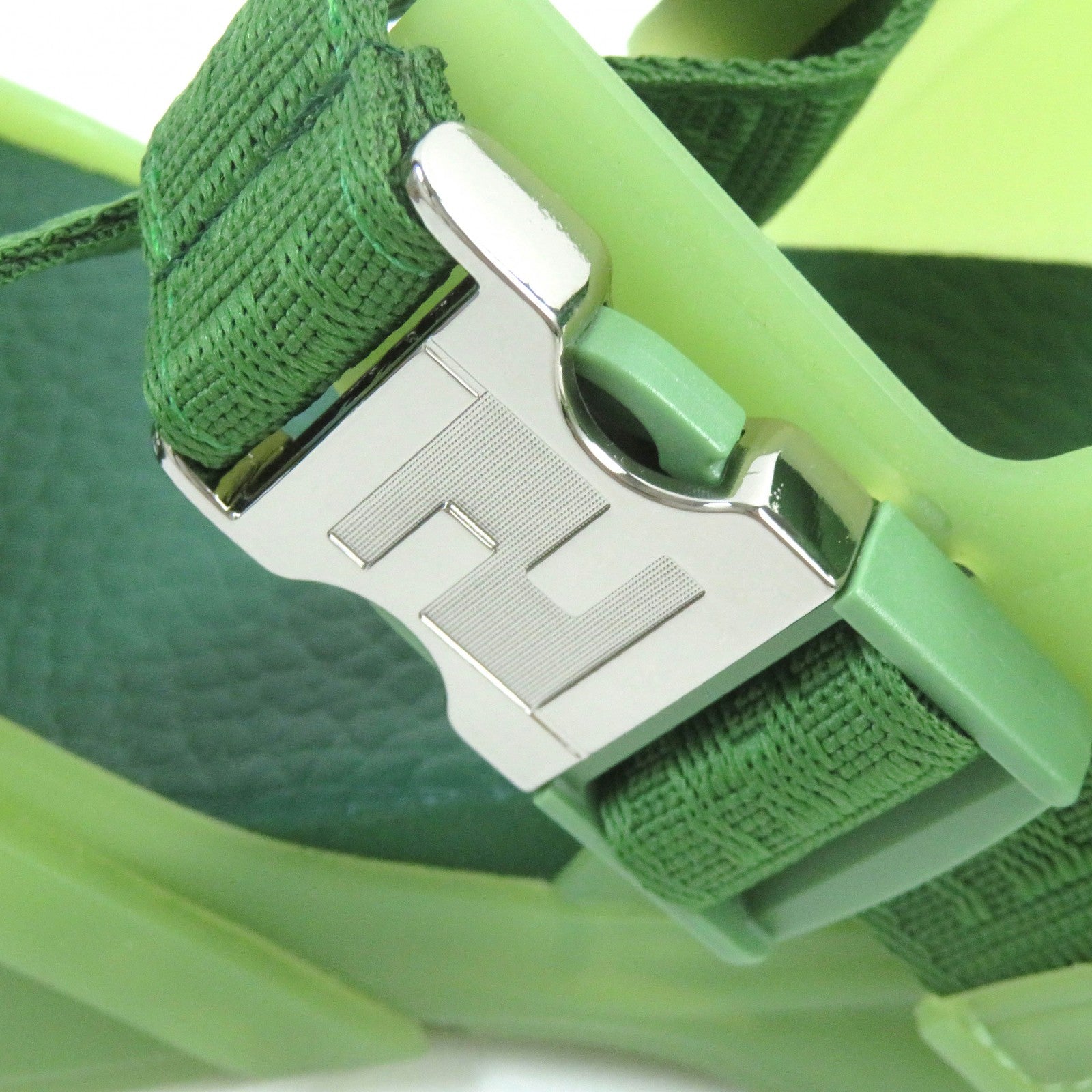 Fendi Flow Sandals FF Logo Multi Strap Green