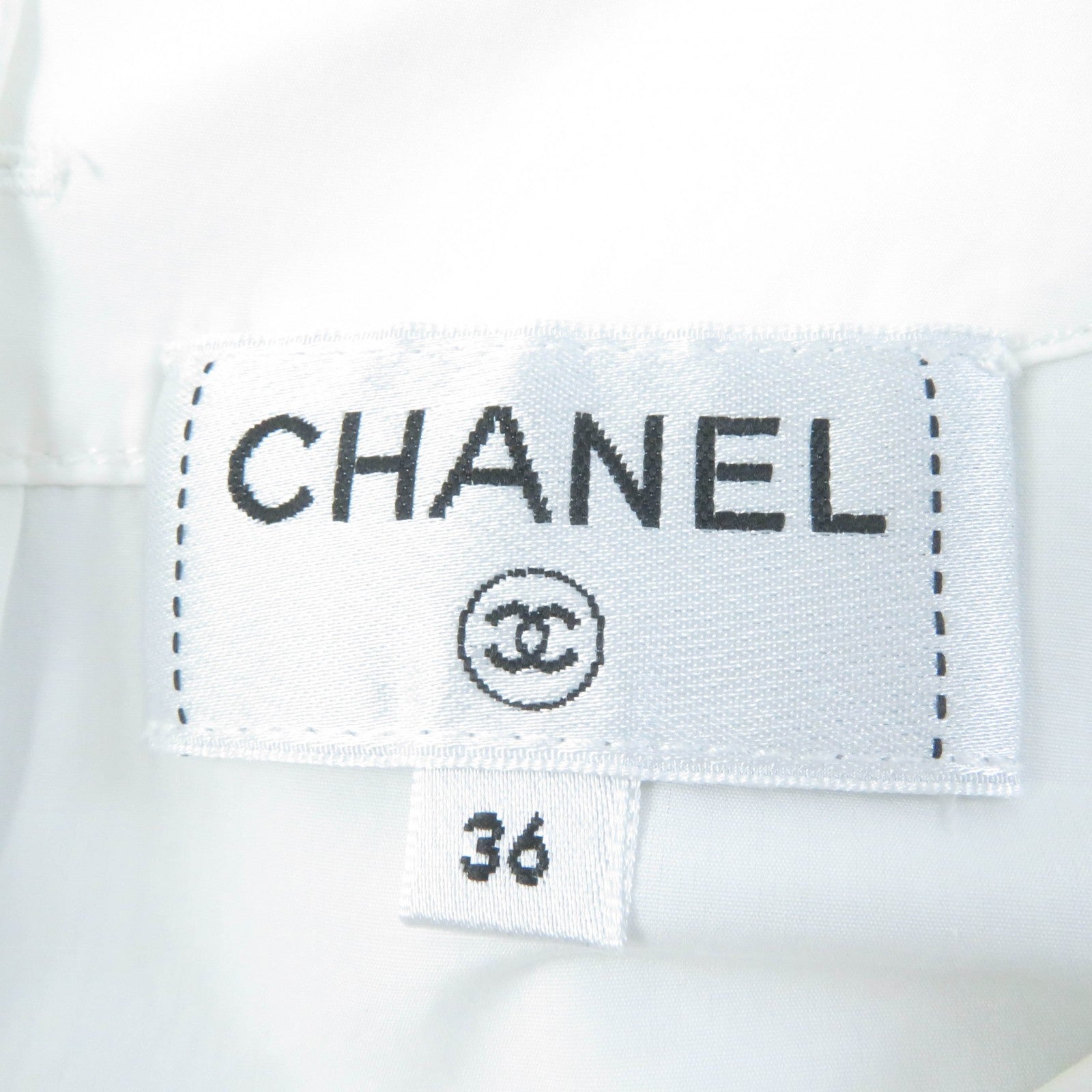 Chanel Cotton Logo Button Blouse White 36