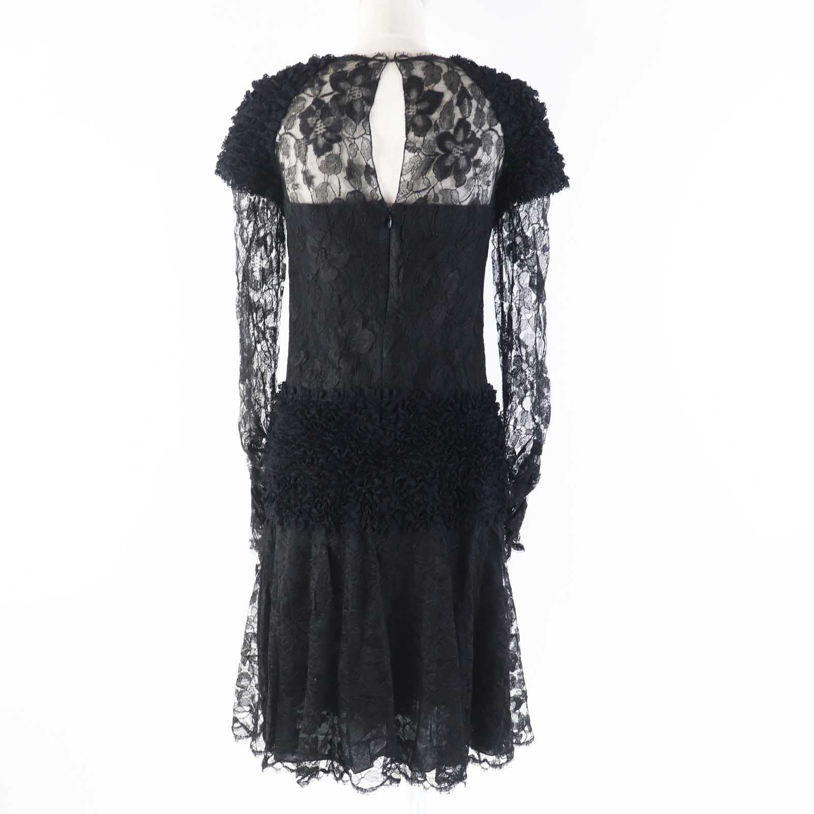 Chanel Lace Long Sleeve Dress Black 38