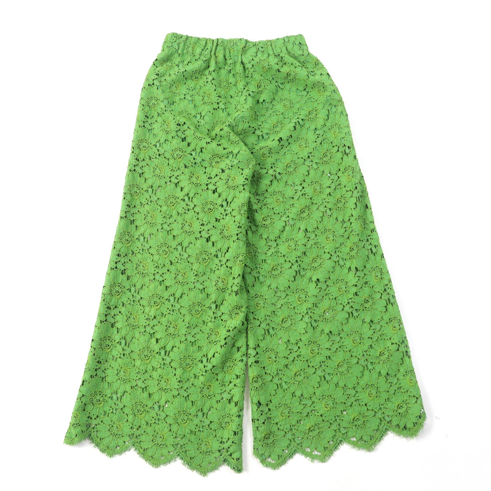 GUCCI Lace Scalloped Hem Long Pants Green 38