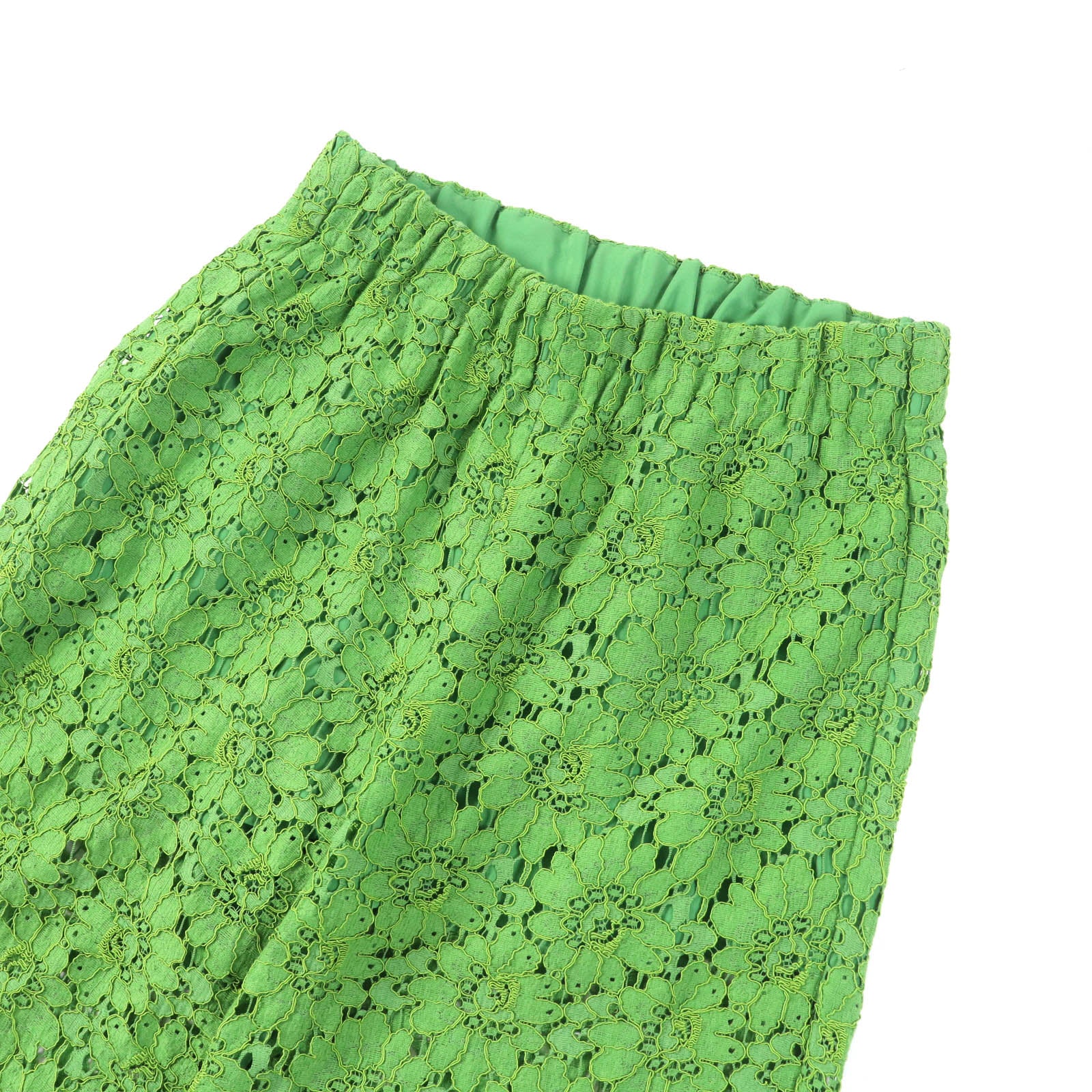 GUCCI Lace Scalloped Hem Long Pants Green 38