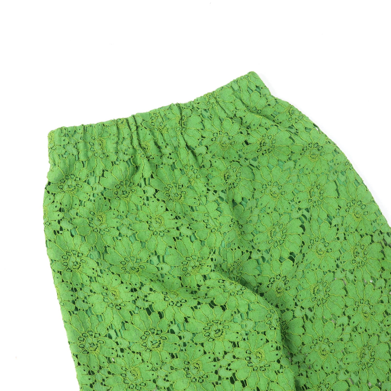 GUCCI Lace Scalloped Hem Long Pants Green 38