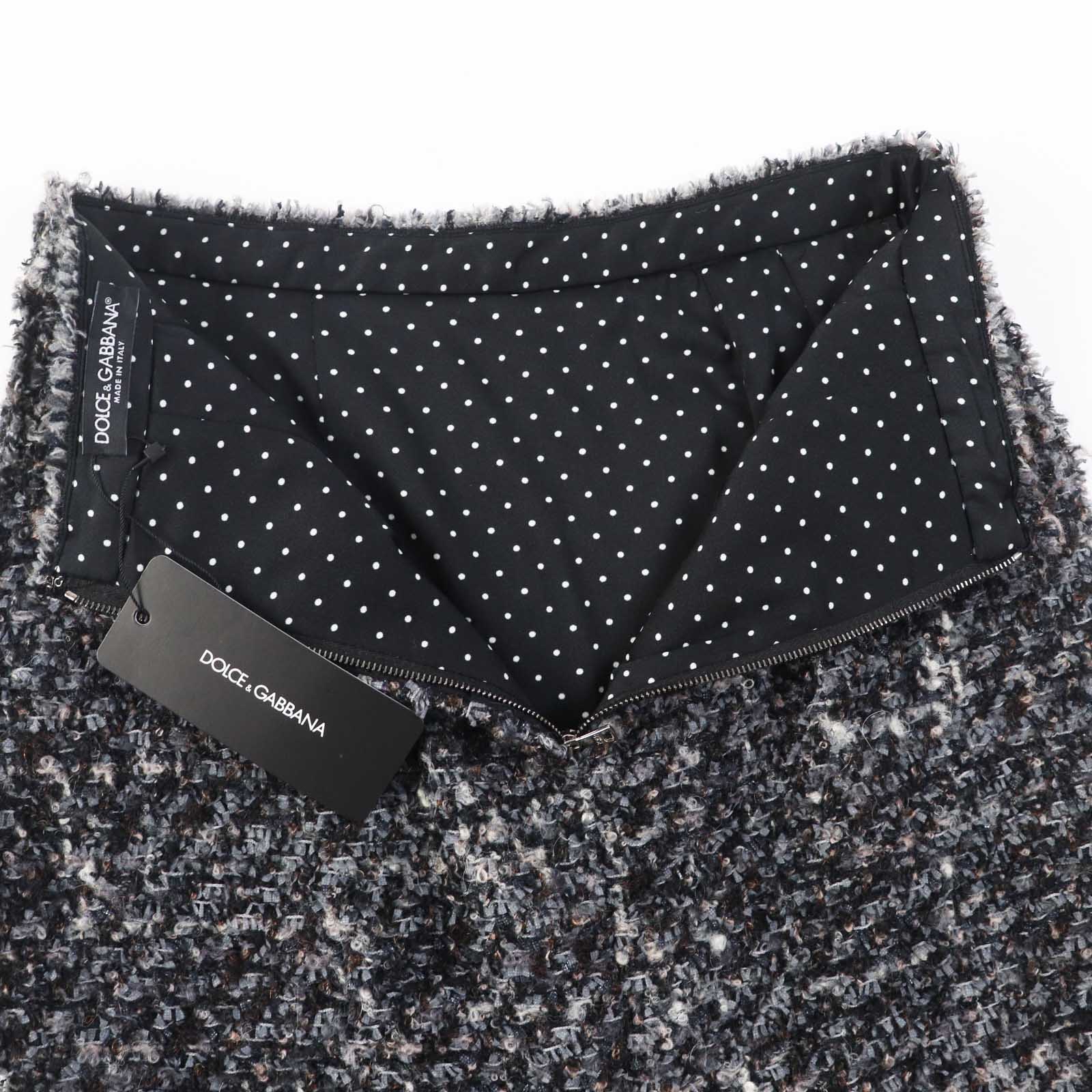 Dolce & Gabbana Tweed Skirt Gray Brown 40