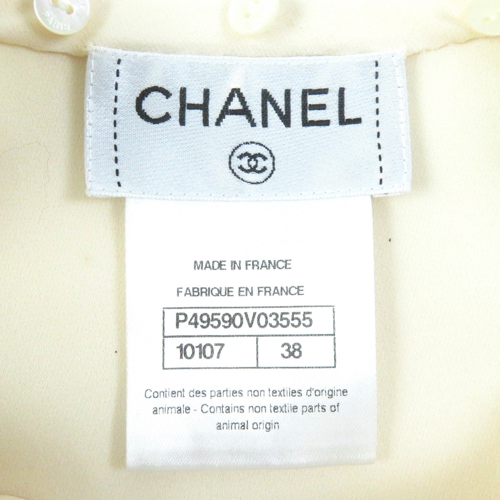 Chanel Silk Cotton Blouse with Rhinestone Buttons