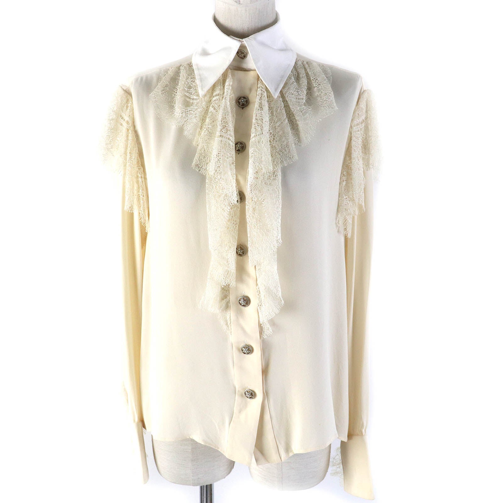 Chanel Silk Cotton Blouse with Rhinestone Buttons