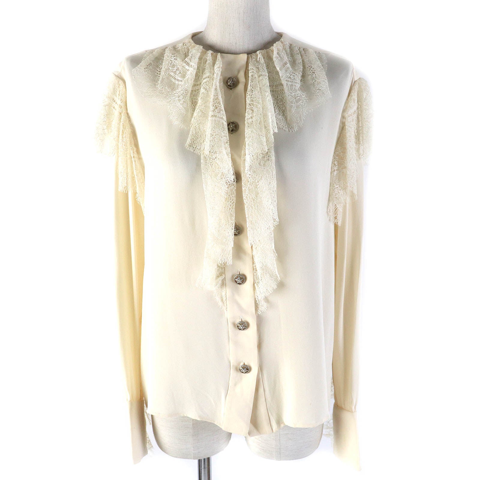 Chanel Silk Cotton Blouse with Rhinestone Buttons