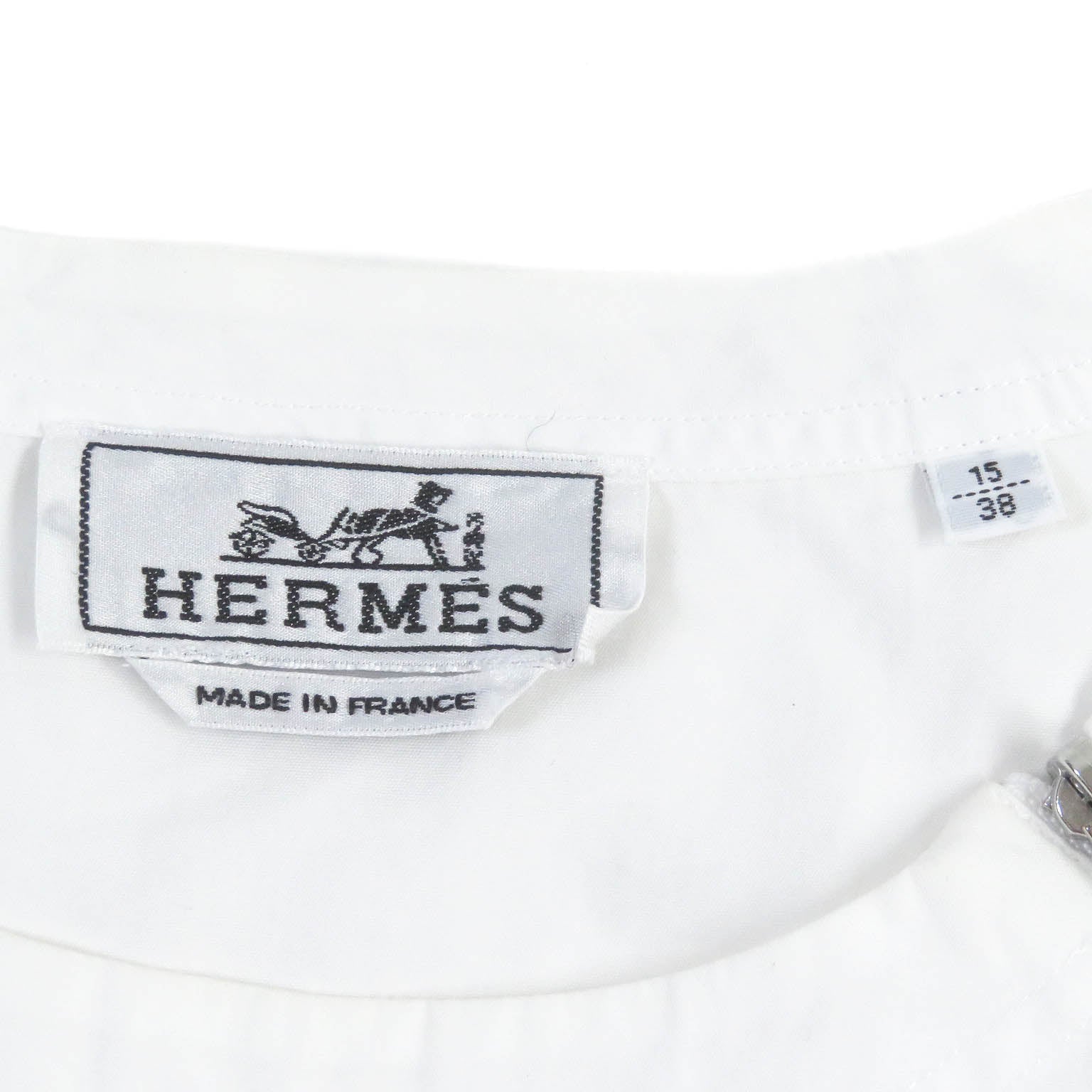 Hermes H Logo Zip Crew Neck T-Shirt White