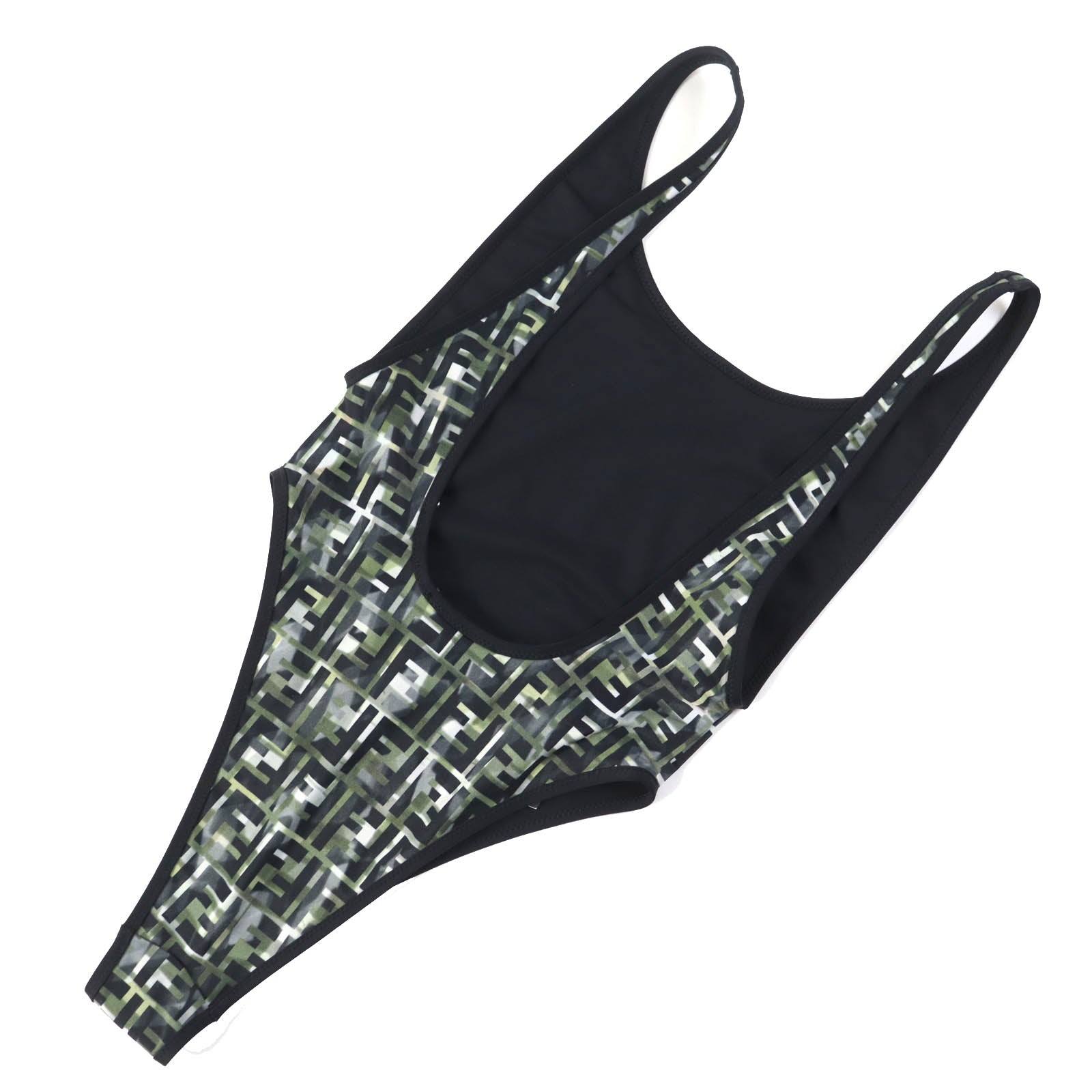 Fendi Nylon Polyurethane FF Logo Swimwear Black Green