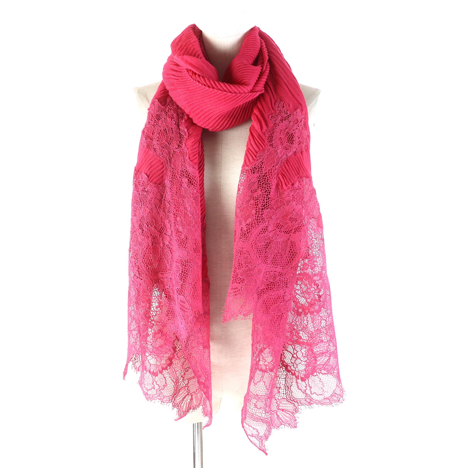 Valentino Cashmere Lace Shawl Purple Pink