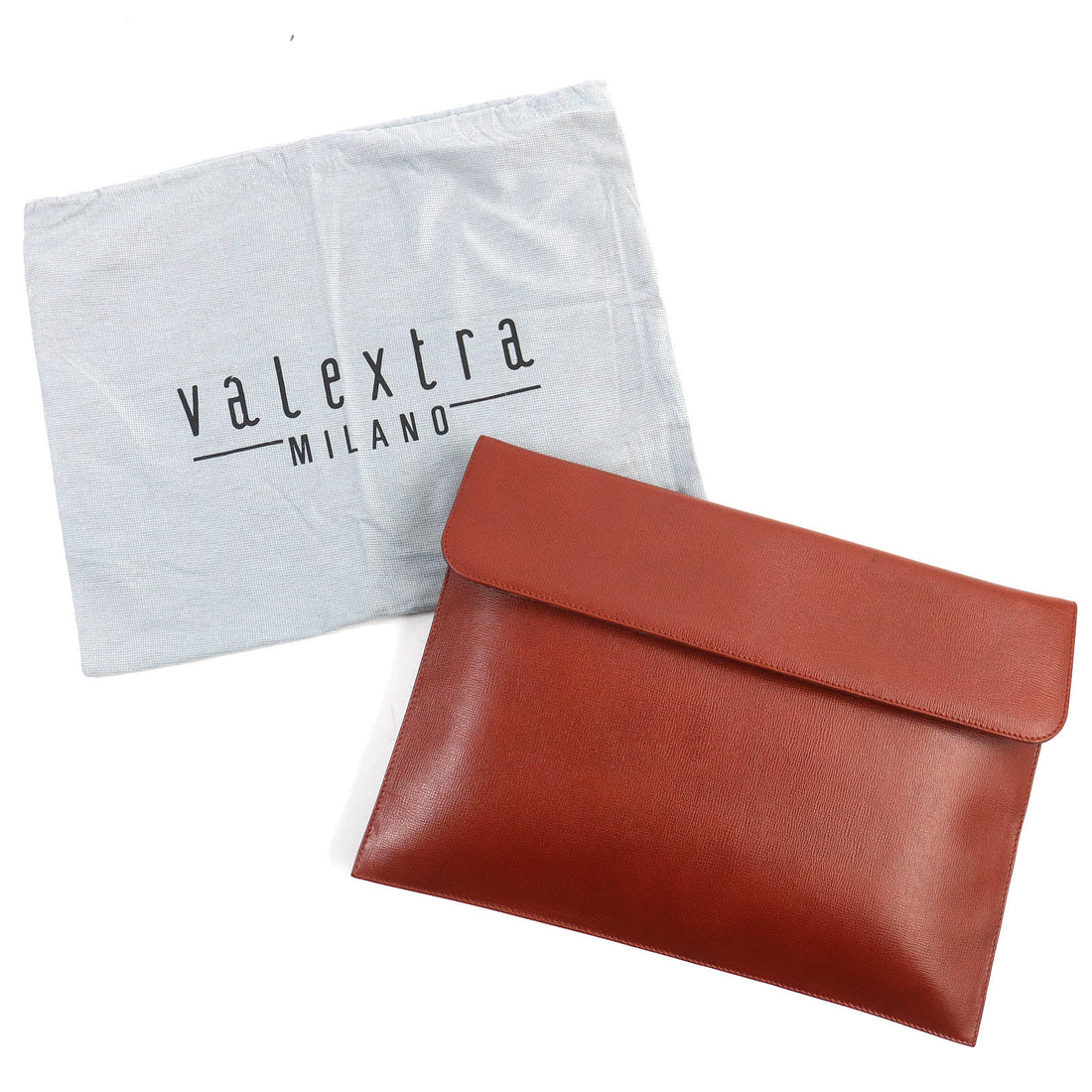 Valextra SATO Logo Embossed Leather Clutch Bag