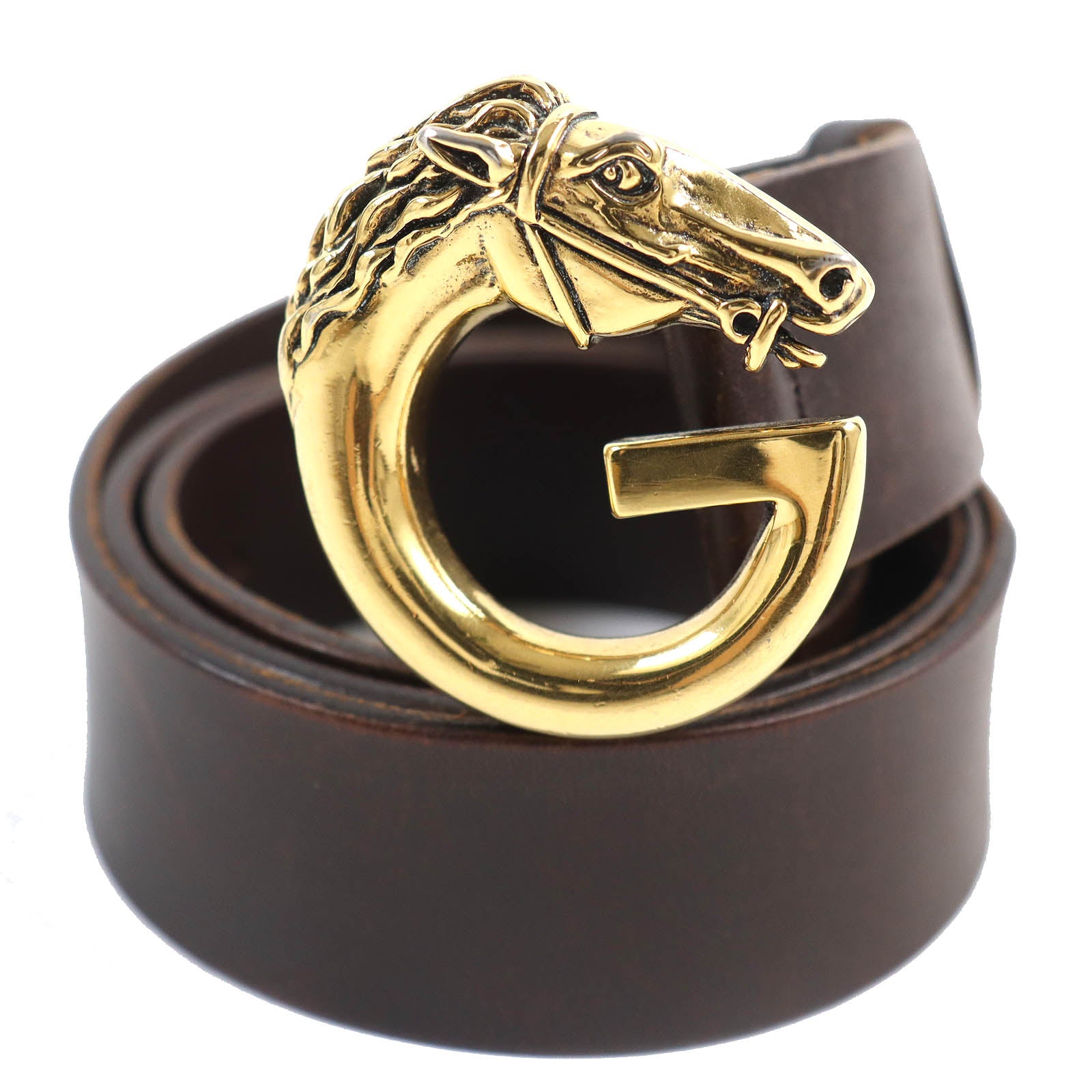 GUCCI Cheval Horse Buckle G Logo Leather Belt