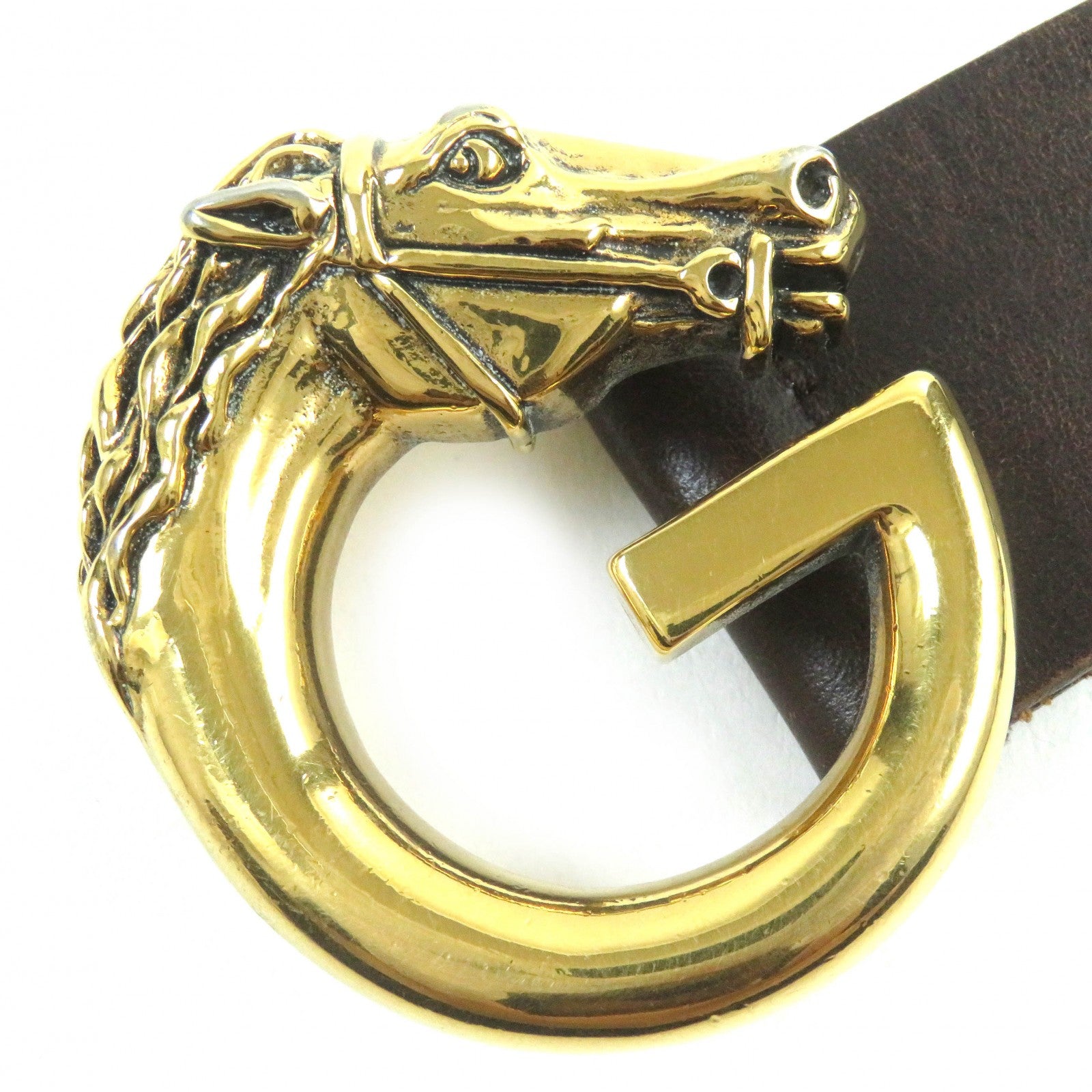 GUCCI Cheval Horse Buckle G Logo Leather Belt