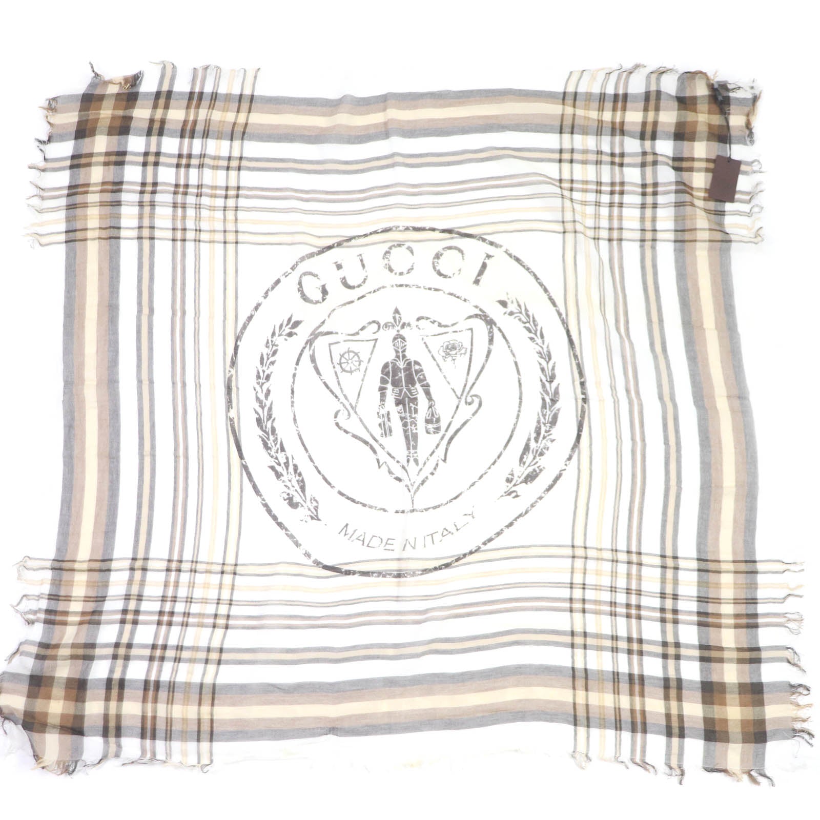 GUCCI Cotton Crest Logo Check Scarf