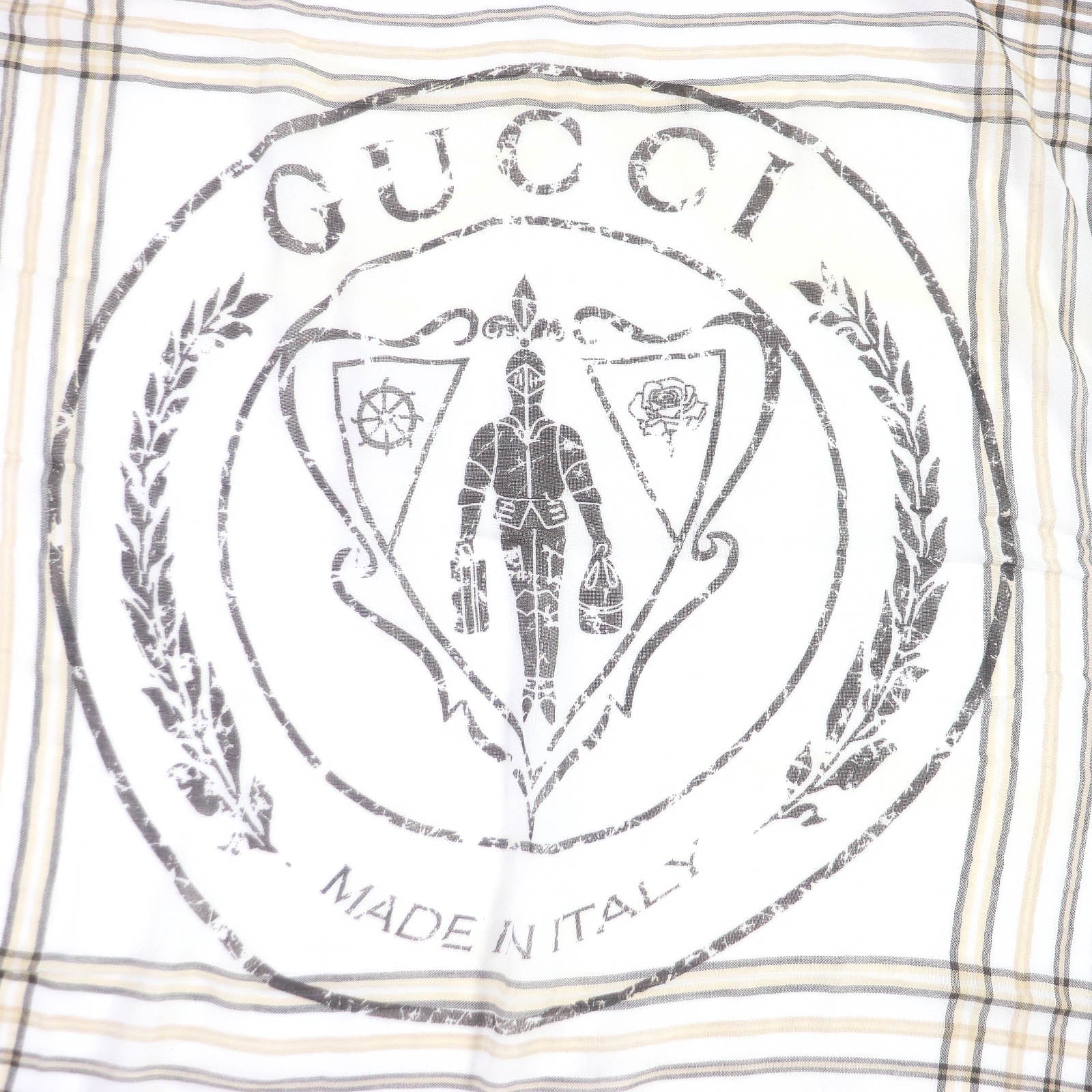 GUCCI Cotton Crest Logo Check Scarf