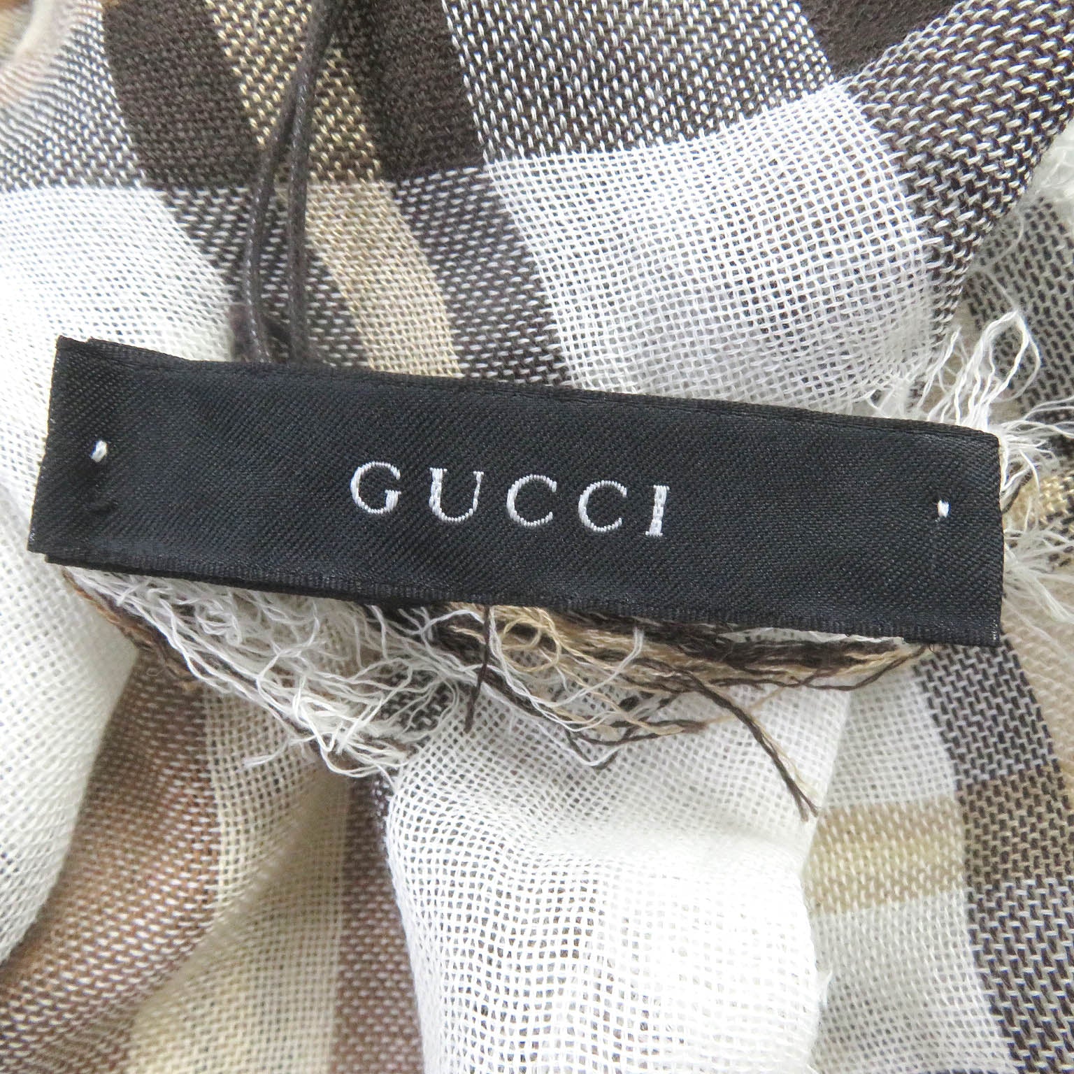 GUCCI Cotton Crest Logo Check Scarf