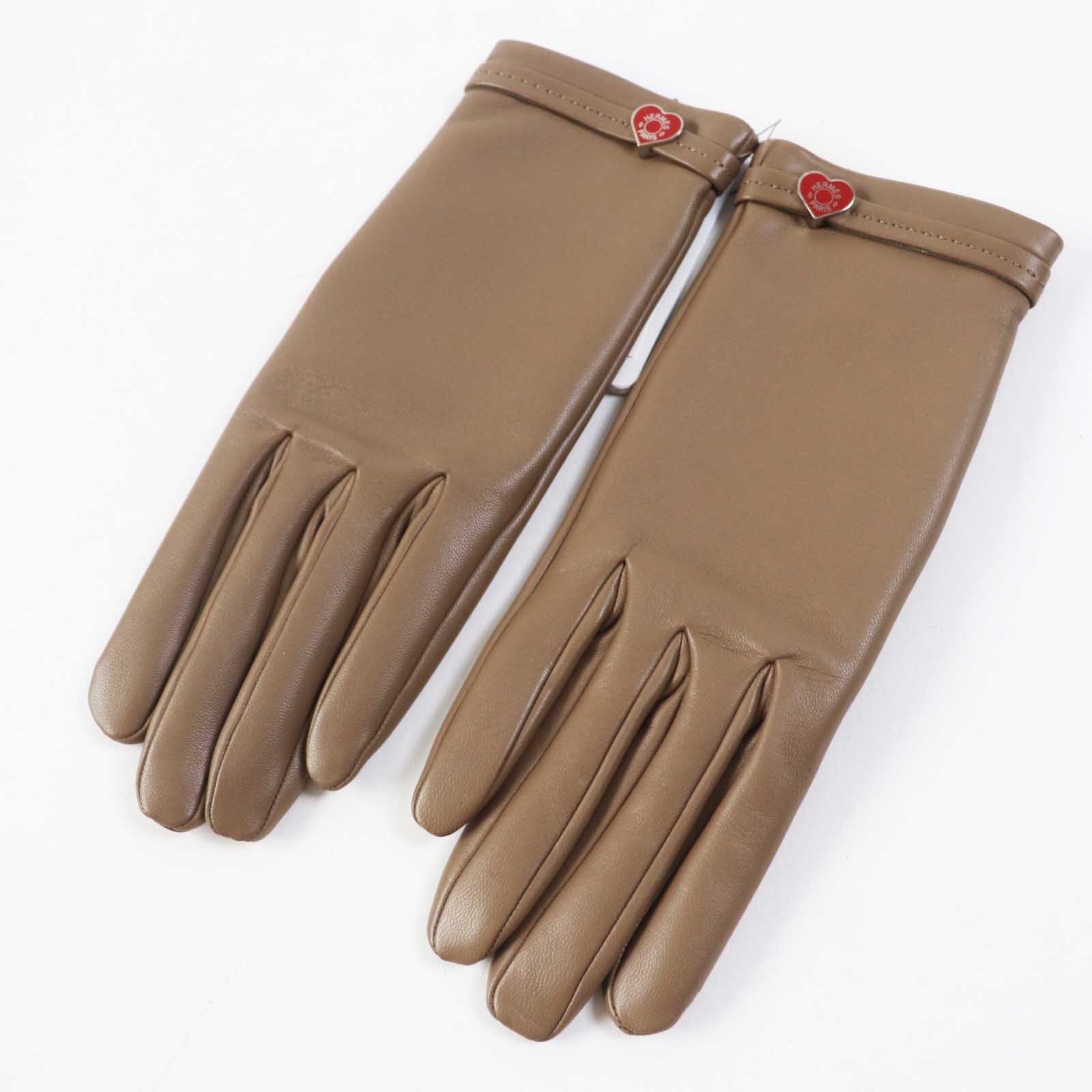 Hermes Lamb Leather Silk Gloves 7.5 Women