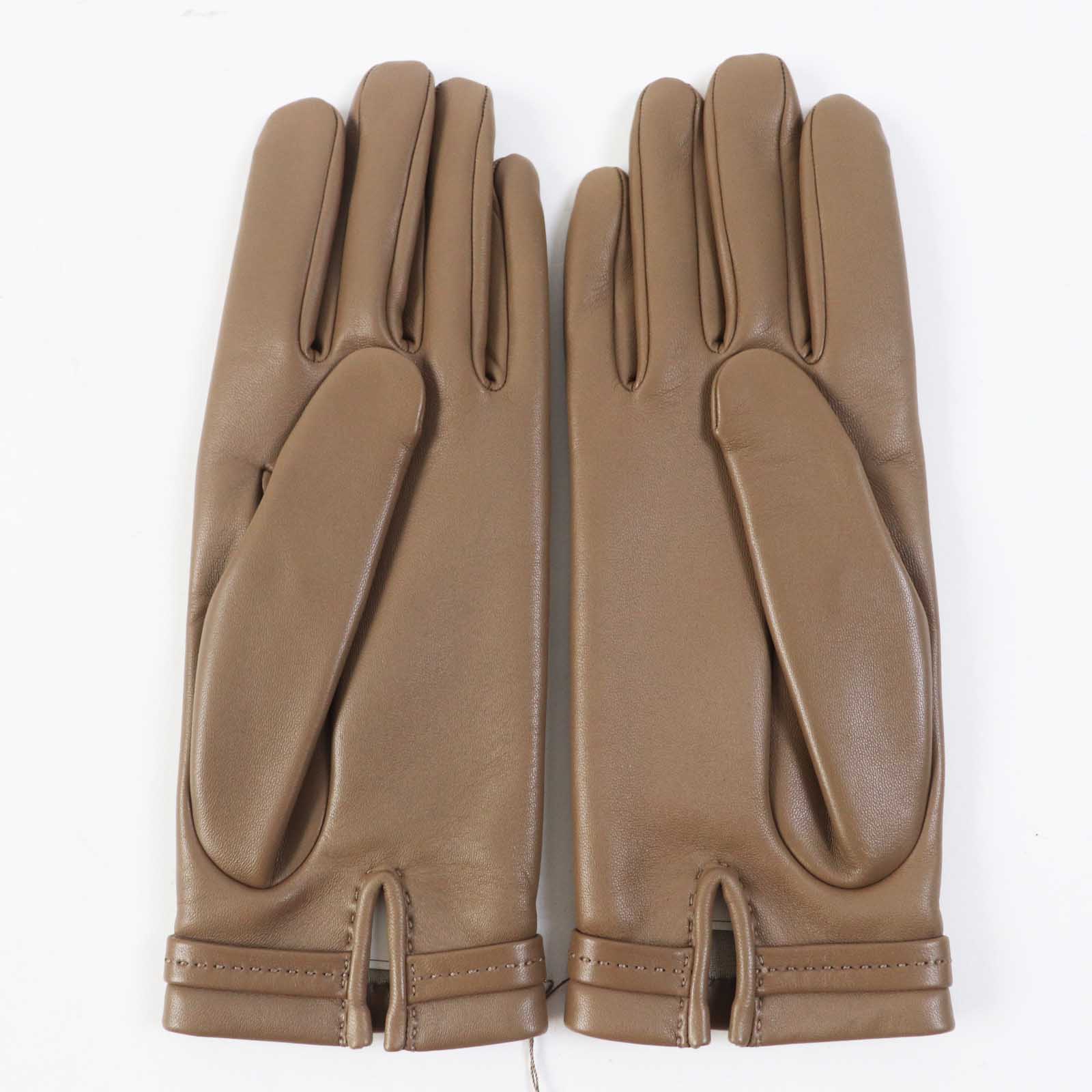 Hermes Lamb Leather Silk Gloves 7.5 Women