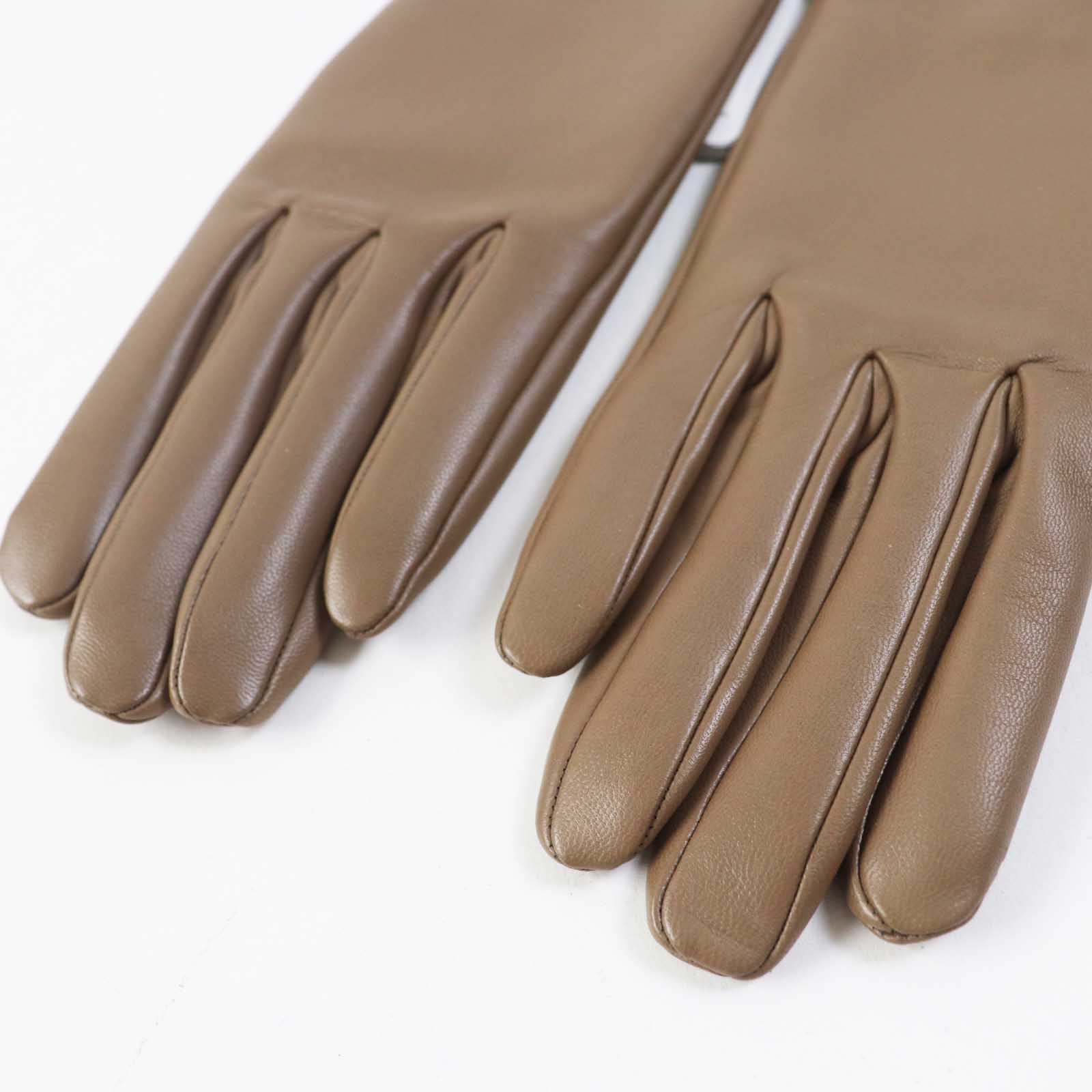 Hermes Lamb Leather Silk Gloves 7.5 Women