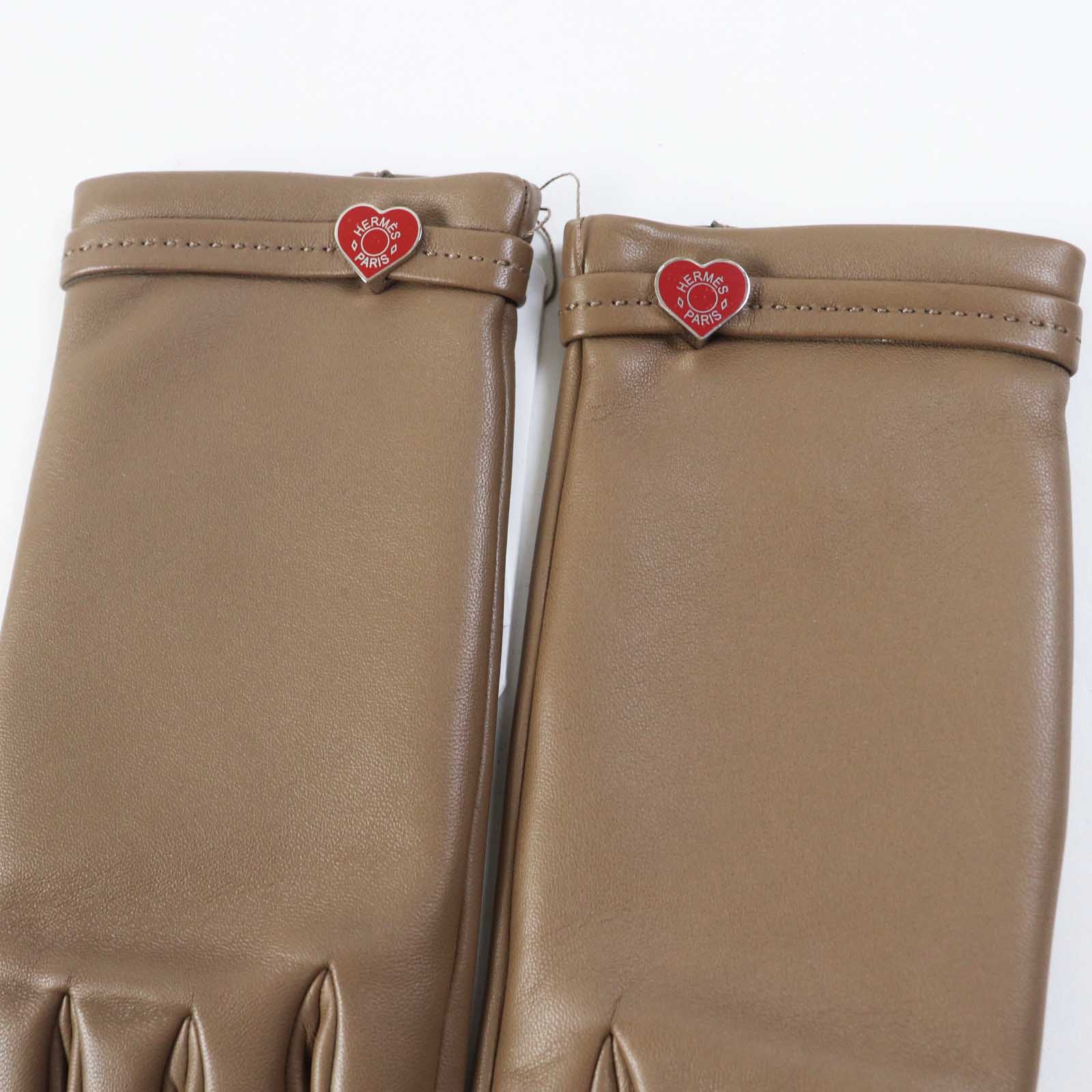 Hermes Lamb Leather Silk Gloves 7.5 Women