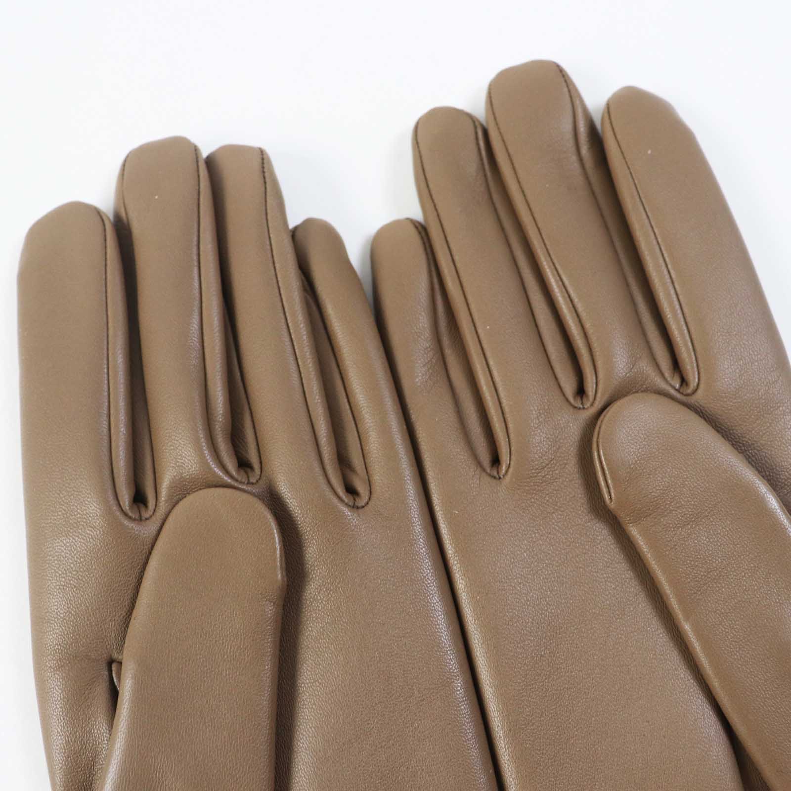 Hermes Lamb Leather Silk Gloves 7.5 Women