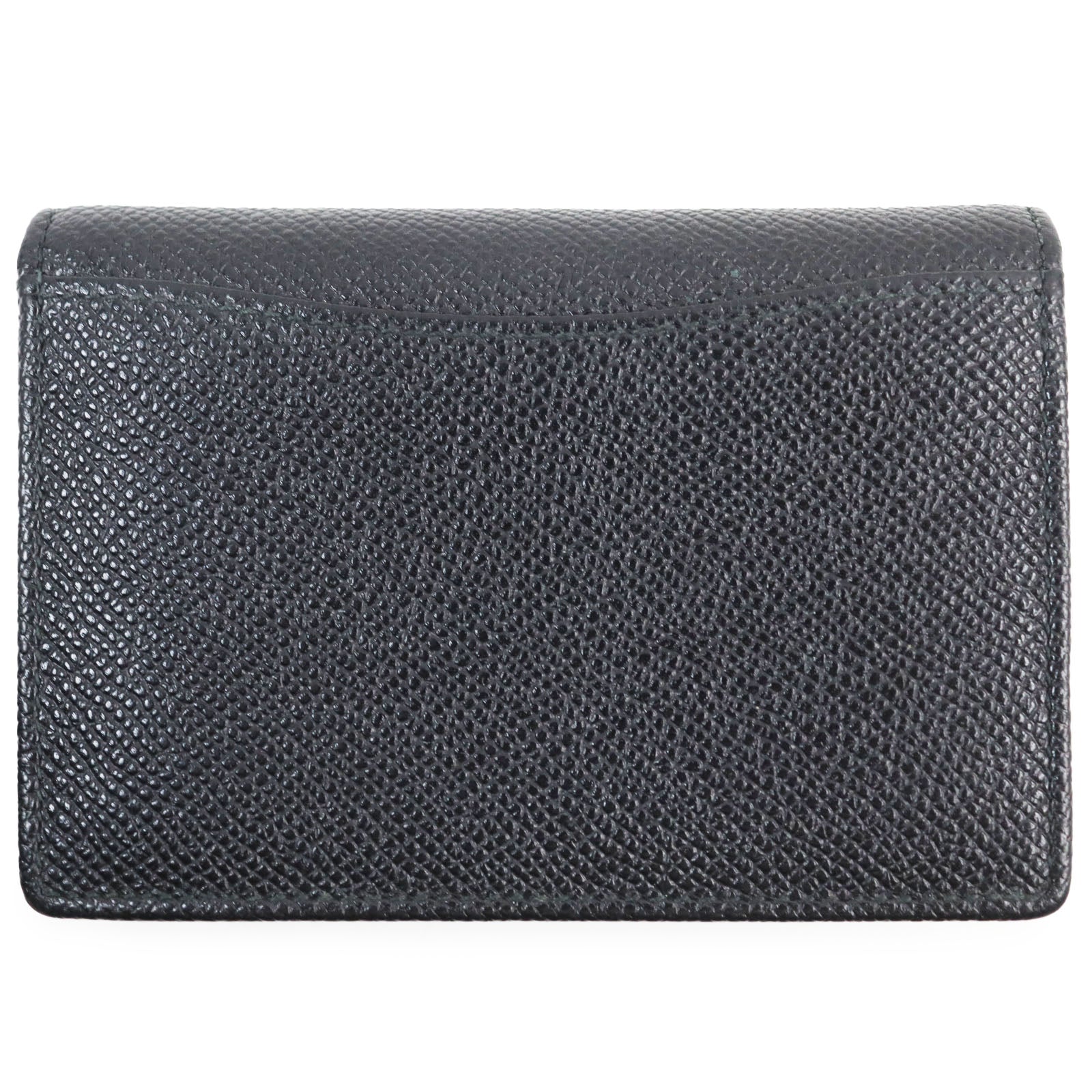 BVLGARI Leather Grain Logo Metal Card Case