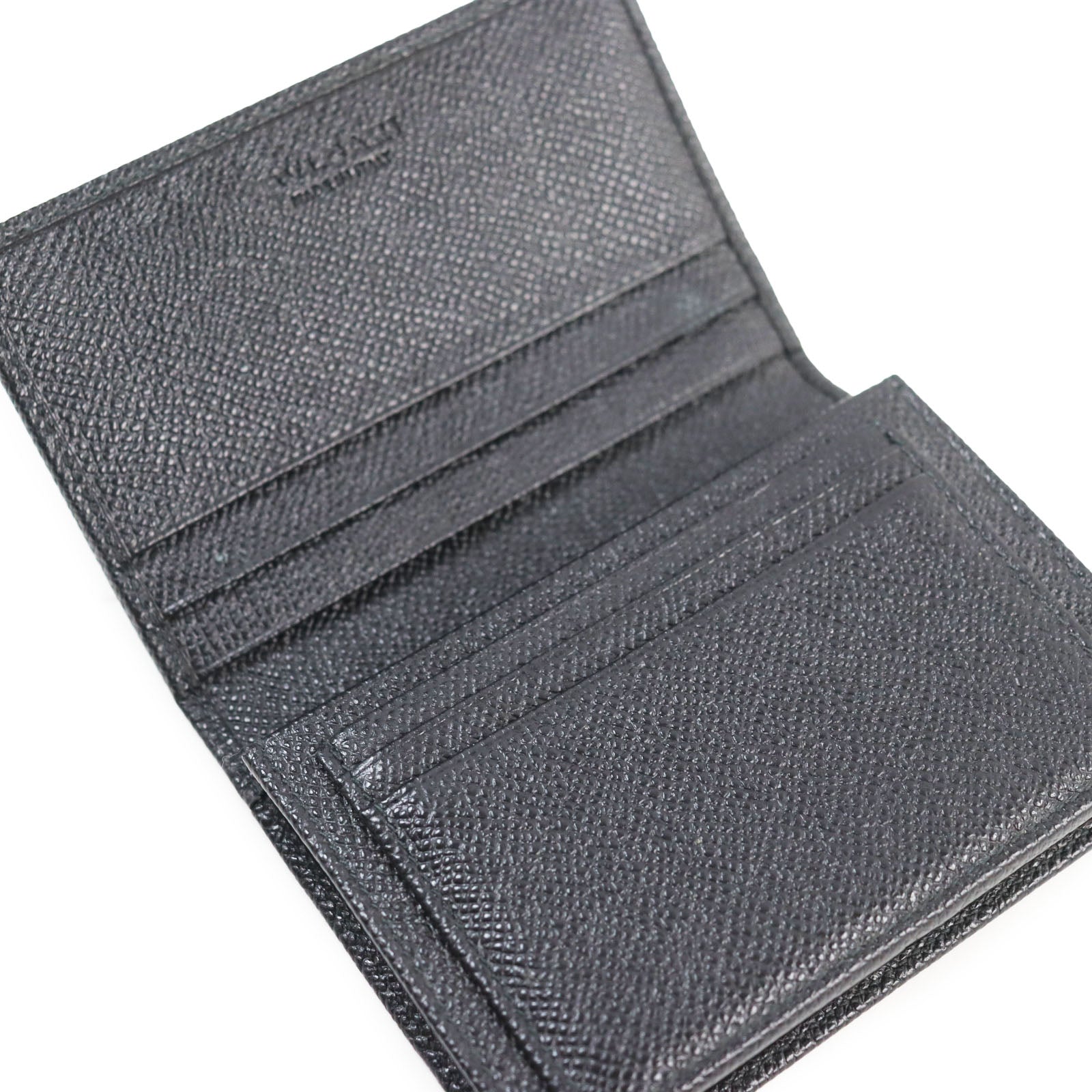 BVLGARI Leather Grain Logo Metal Card Case