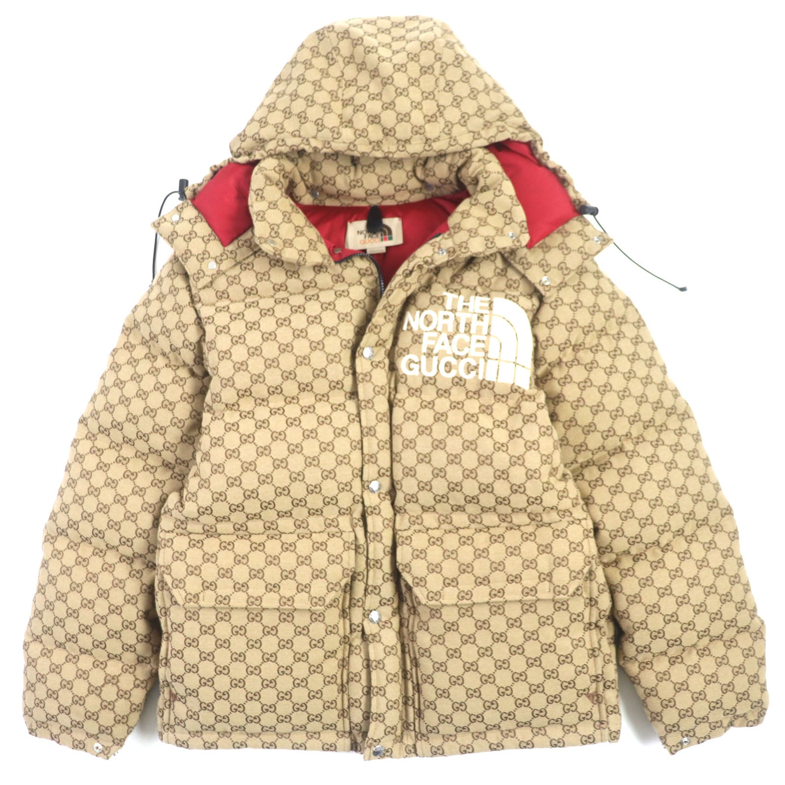 Gucci GG Logo Hoodie Down Jacket Beige M