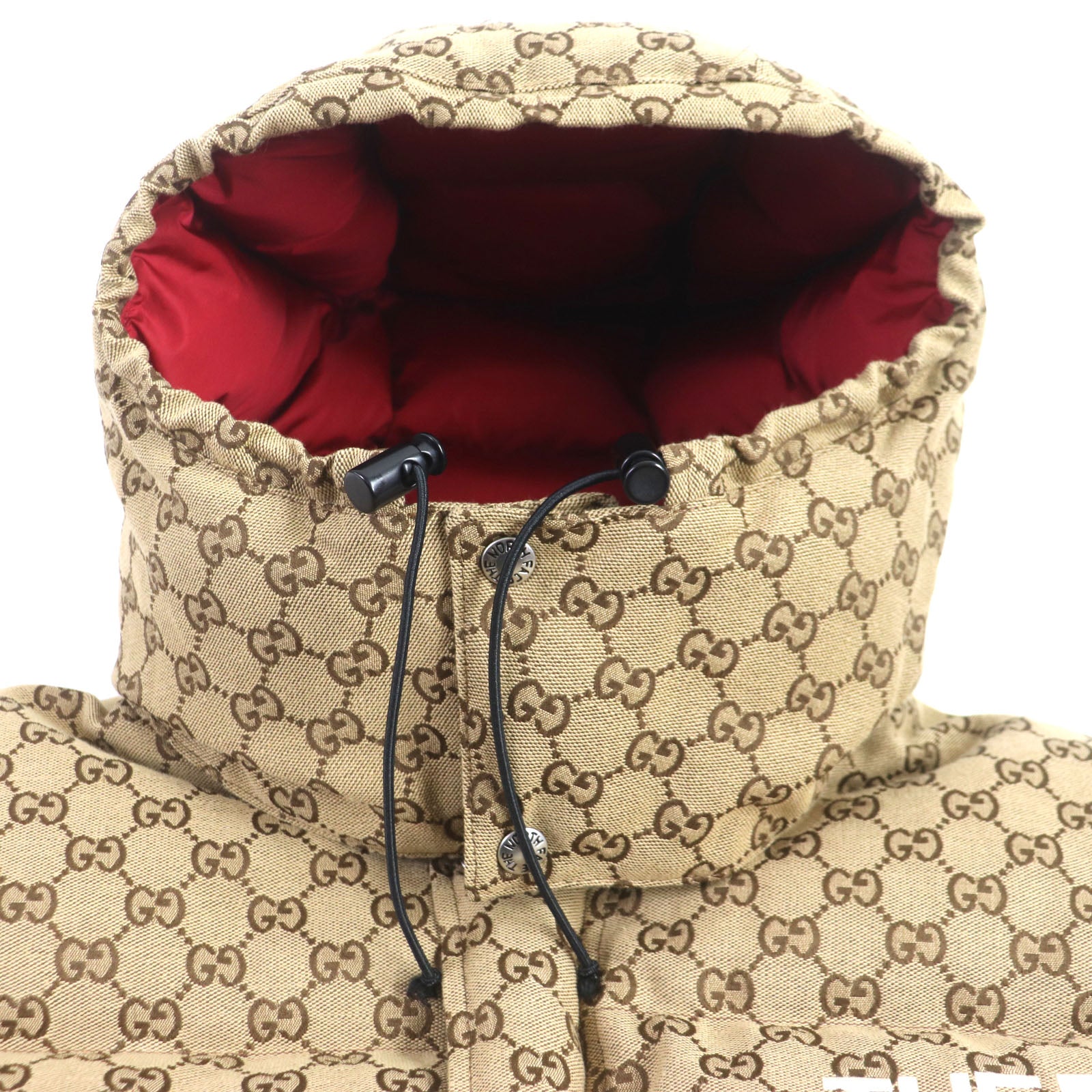 Gucci GG Logo Hoodie Down Jacket Beige M