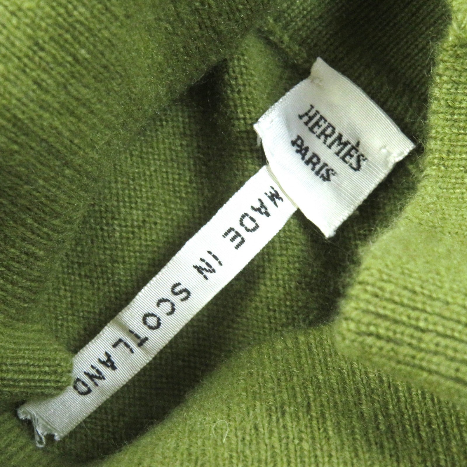 HERMES Cashmere Padlock Zip Top Cardigan Green