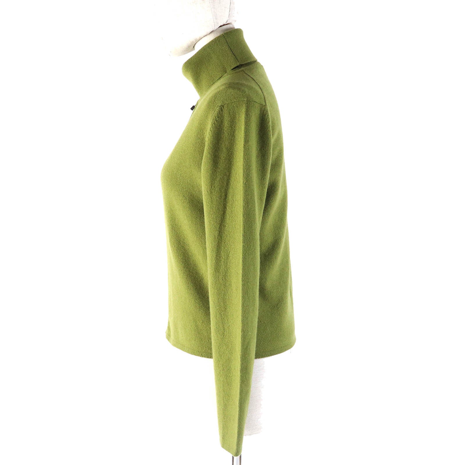 HERMES Cashmere Padlock Zip Top Cardigan Green