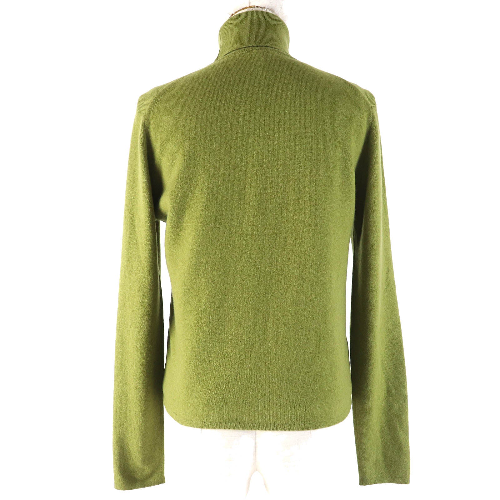 HERMES Cashmere Padlock Zip Top Cardigan Green