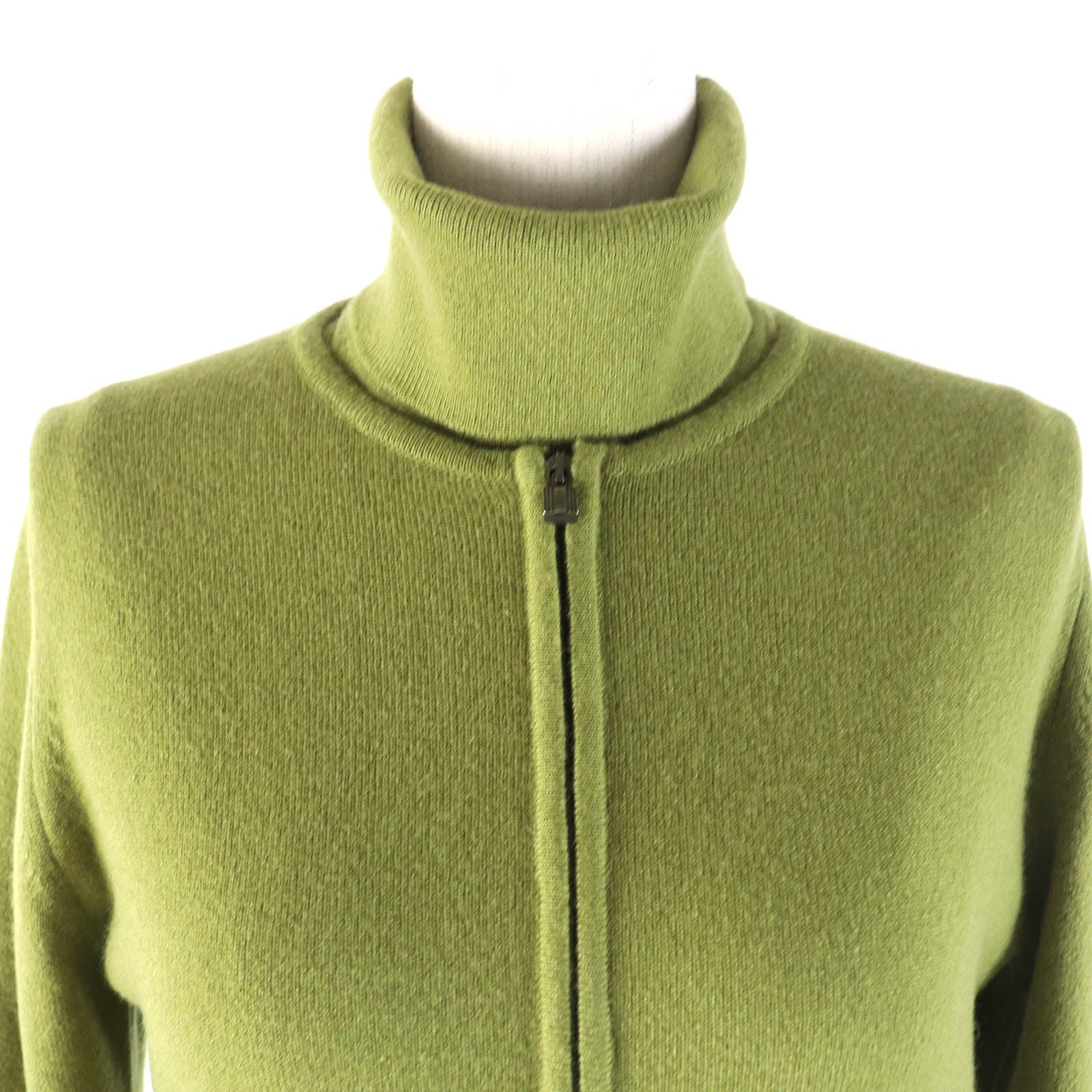 HERMES Cashmere Padlock Zip Top Cardigan Green