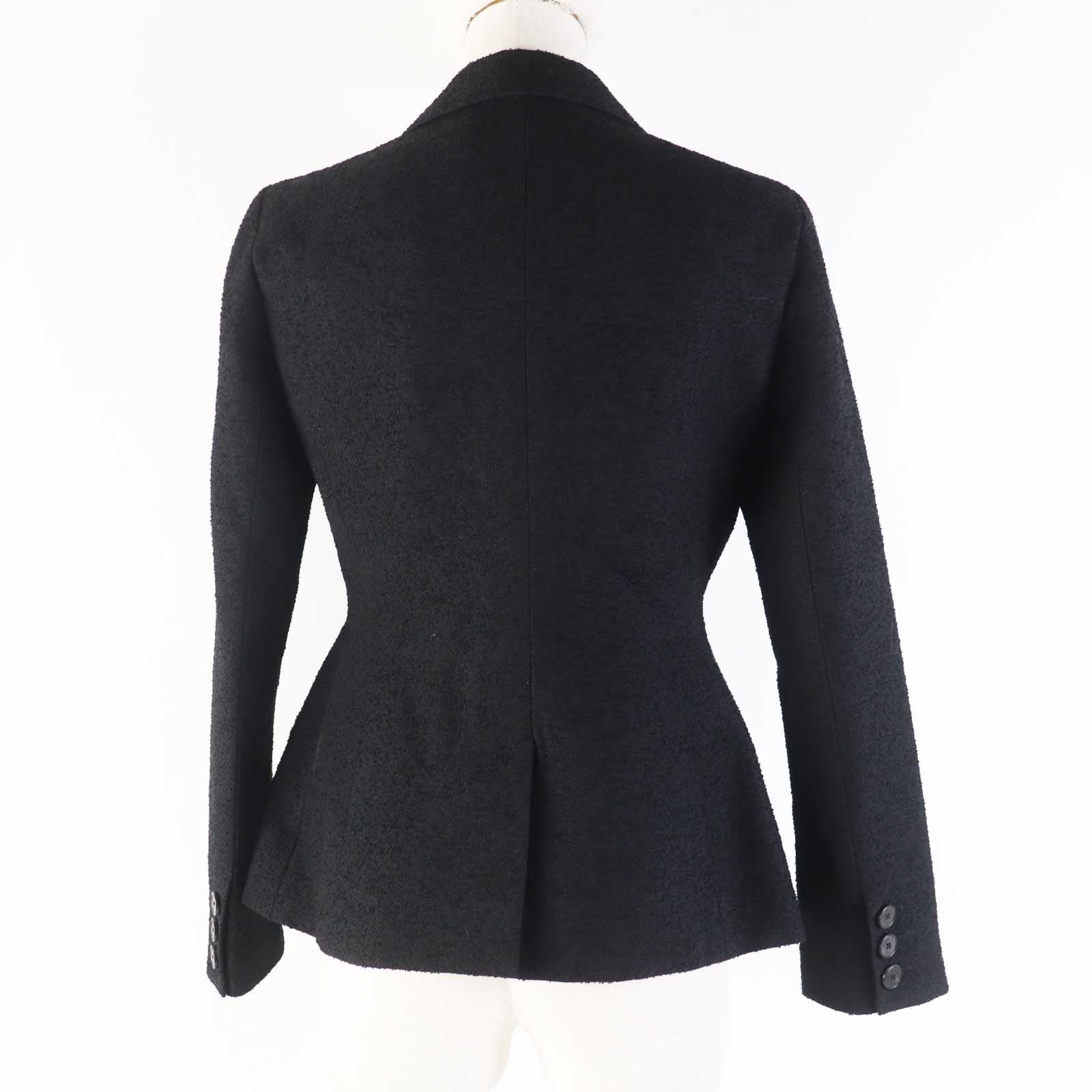 Dior Wool Cotton Virgin Wool Tweed Jacket Black 40